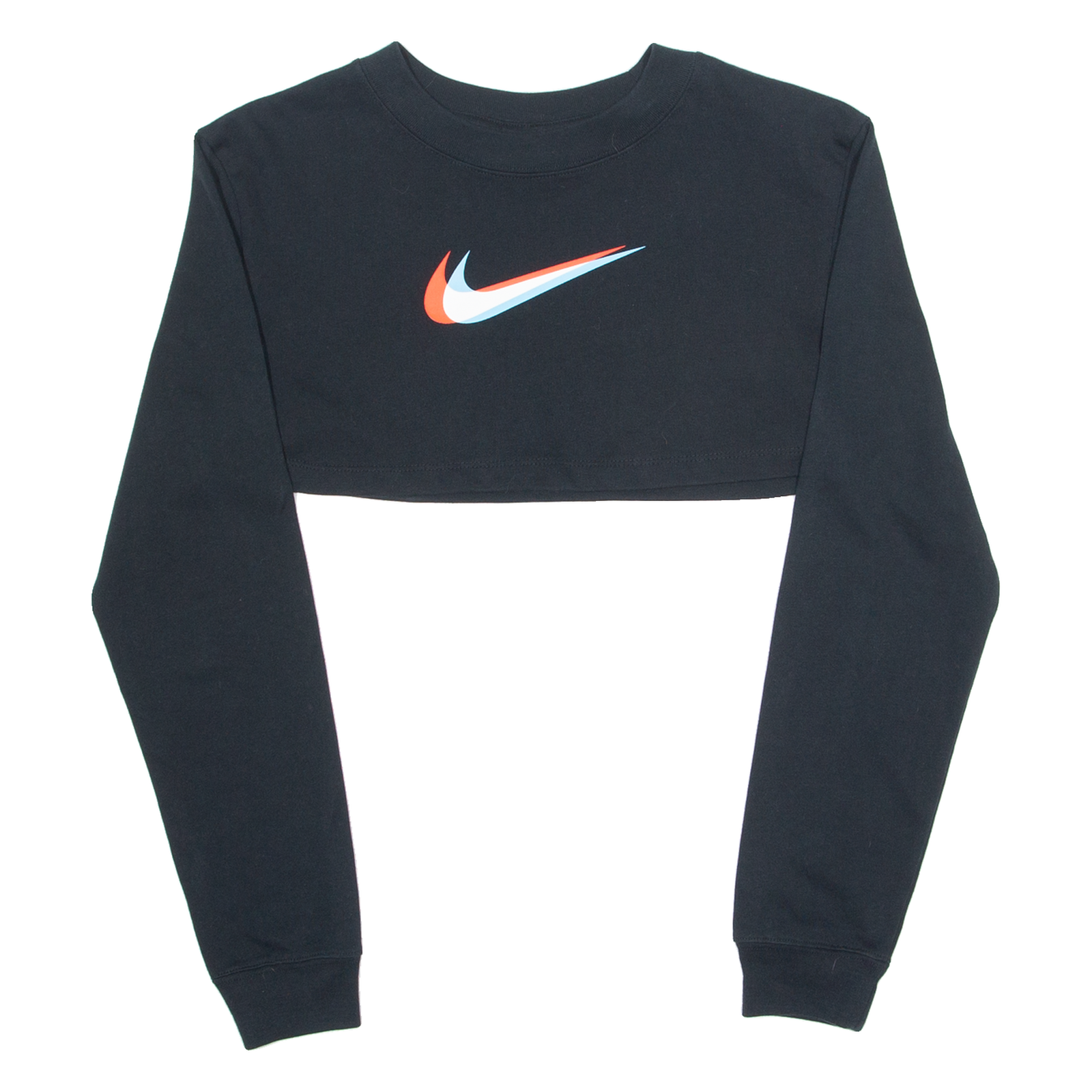 NIKE Cropped Loose Fit Womens T-Shirt Black Long Sleeve Crew Neck XS Refurbished - N/A refurbished available on Cerqular