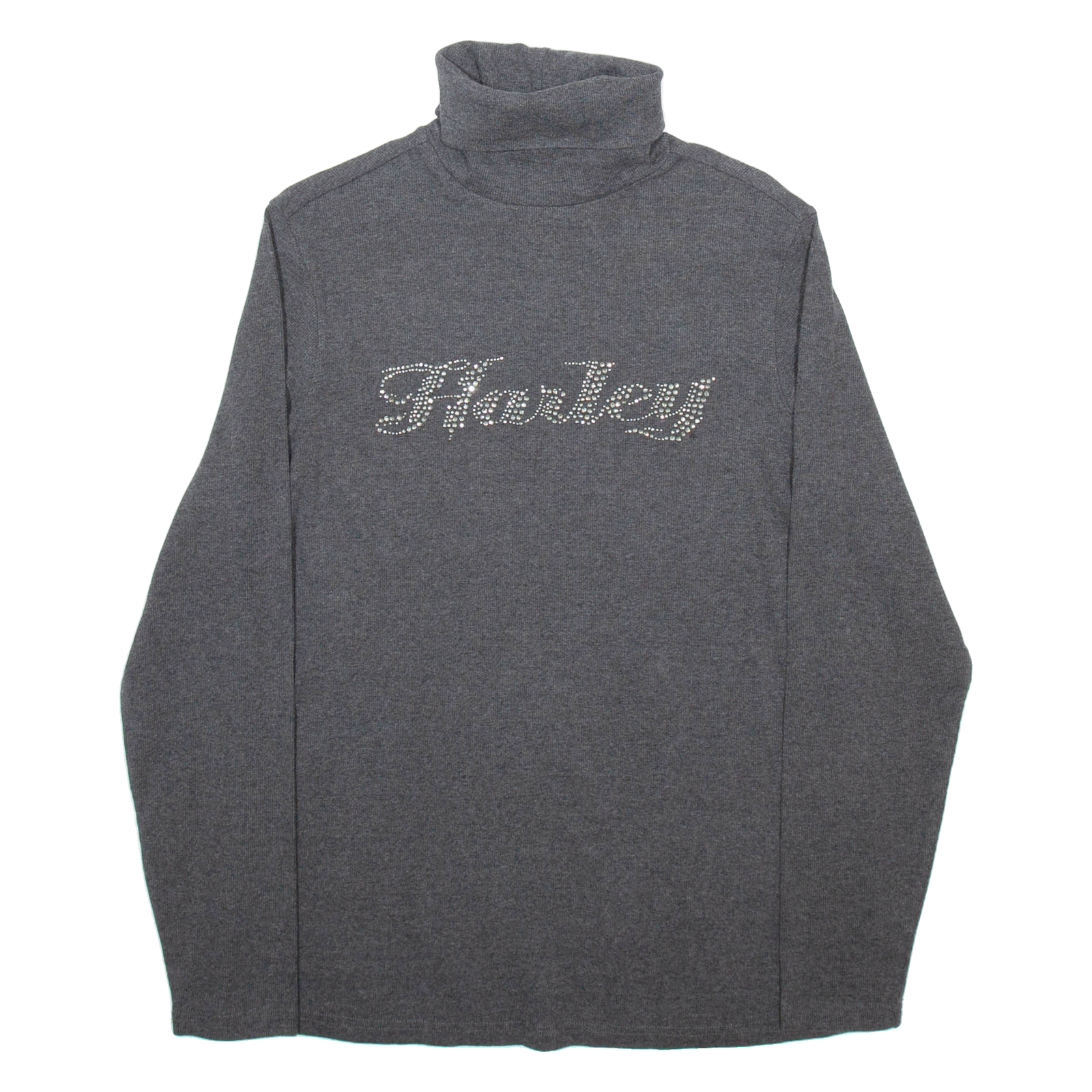 HARLEY DAVIDSON Womens Patterned Jumper Grey Roll Neck Tight Knit M Refurbished - N/A refurbished available on Cerqular