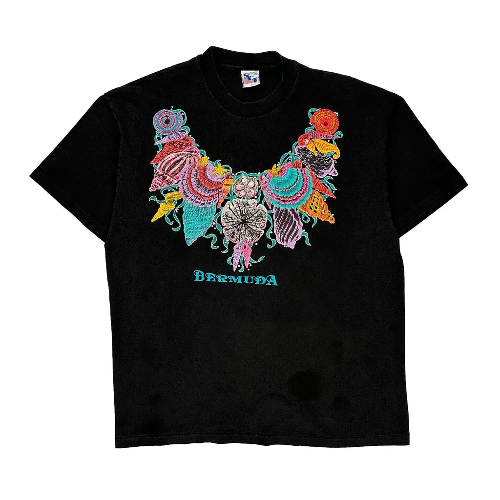 Sci Single Stitch T-Shirt - XL Black Cotton Refurbished - Thrifted (note: this is a term often used to describe second- refurbished available on Cerqular