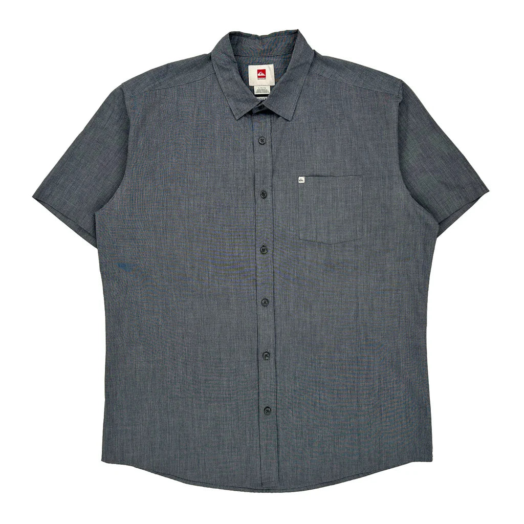 Quiksilver Short Sleeve Shirt - Large Grey Cotton Refurbished - Thrifted (note: this is a term often used to describe second- refurbished available on Cerqular