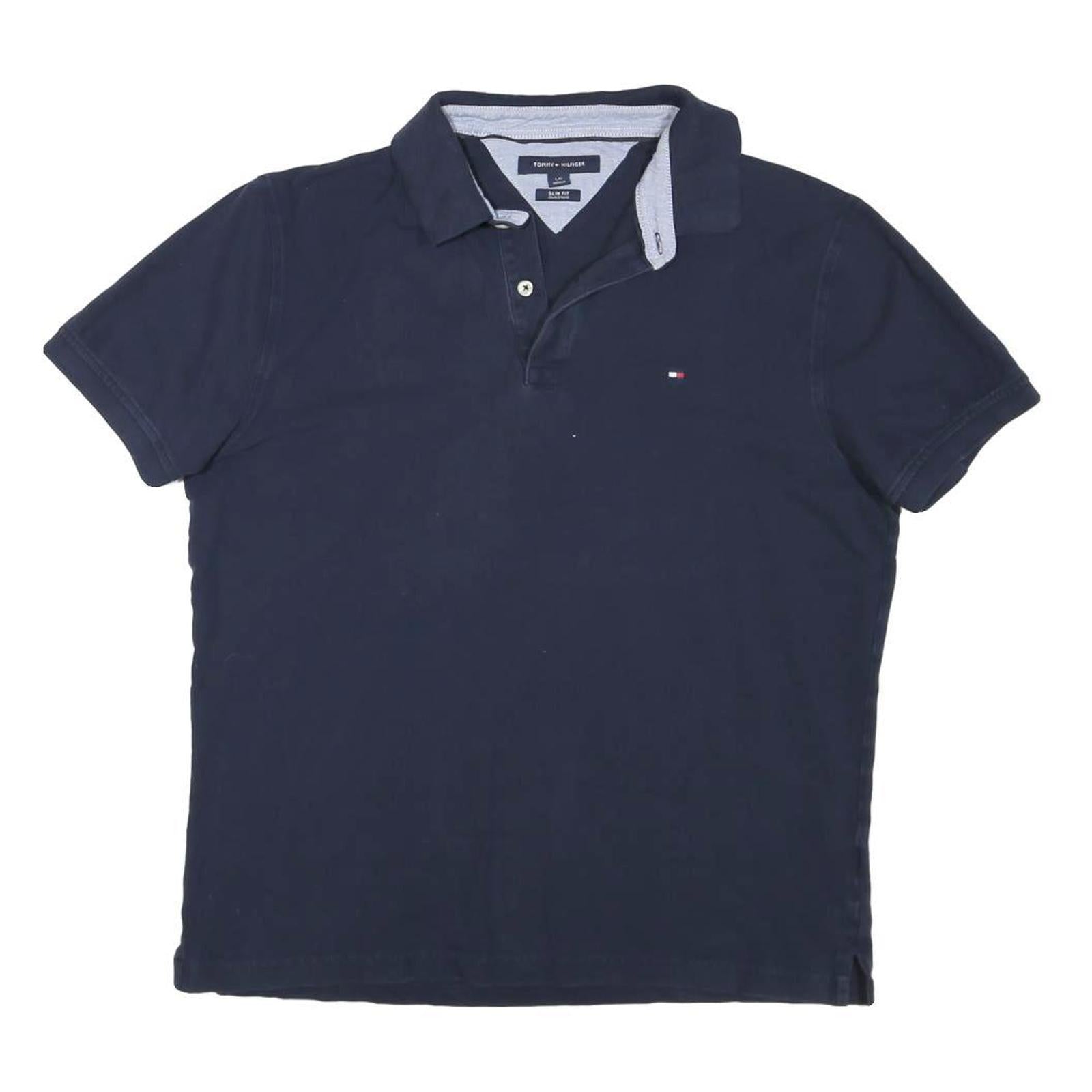 TOMMY HILFIGER Mens Navy Blue Polo Shirt L Cotton Blend Slim Fit Refurbished - N/A refurbished available on Cerqular