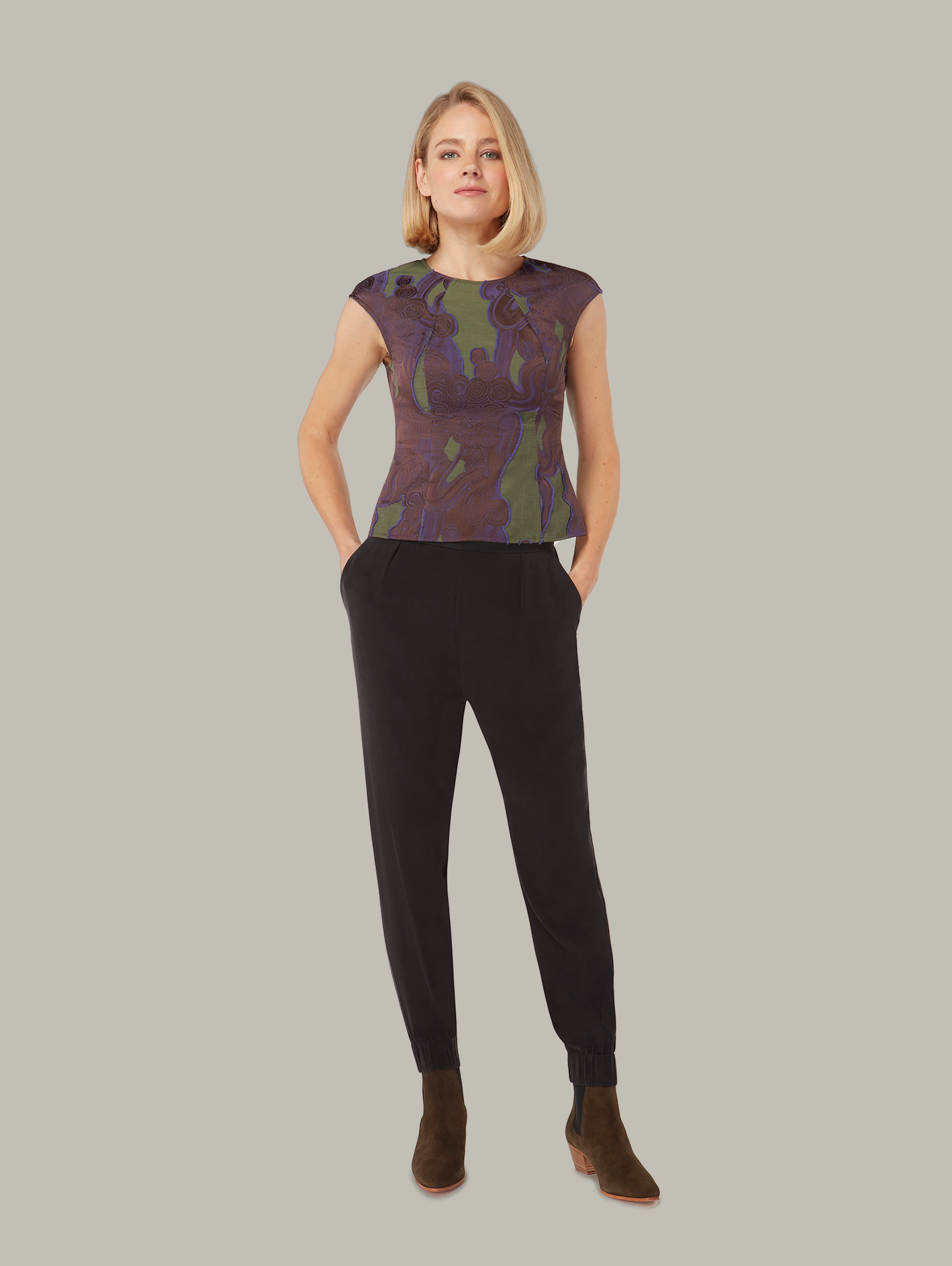 SOLIDAGO | Fitted Hourglass Top | Colour: PURPLE-OLIVE | Size: UK 8 (US 2) Refurbished - N/A refurbished available on Cerqular