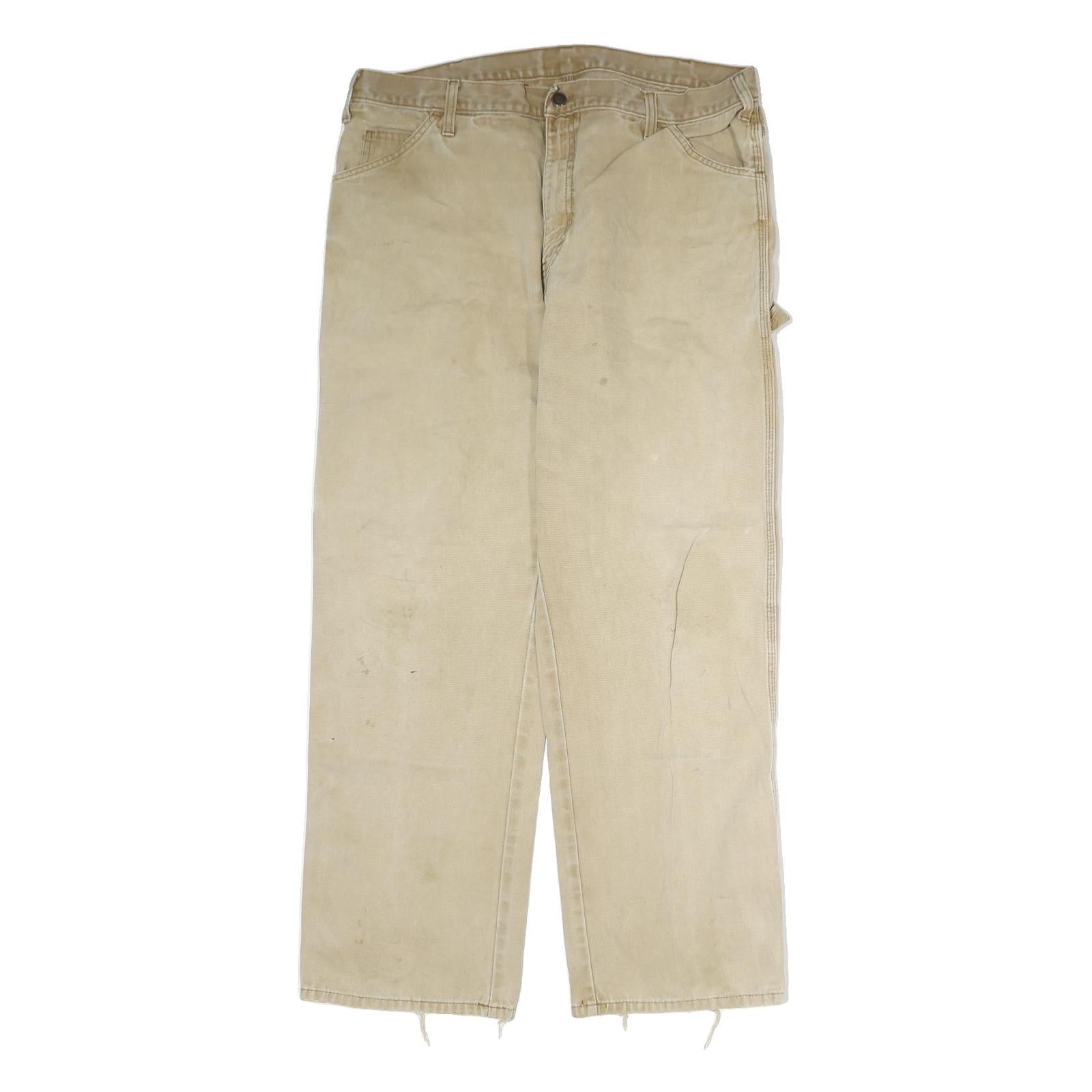DICKIES Mens Cotton Blend Beige Regular Straight Trousers W38 L32 Workwear Refurbished - N/A refurbished available on Cerqular