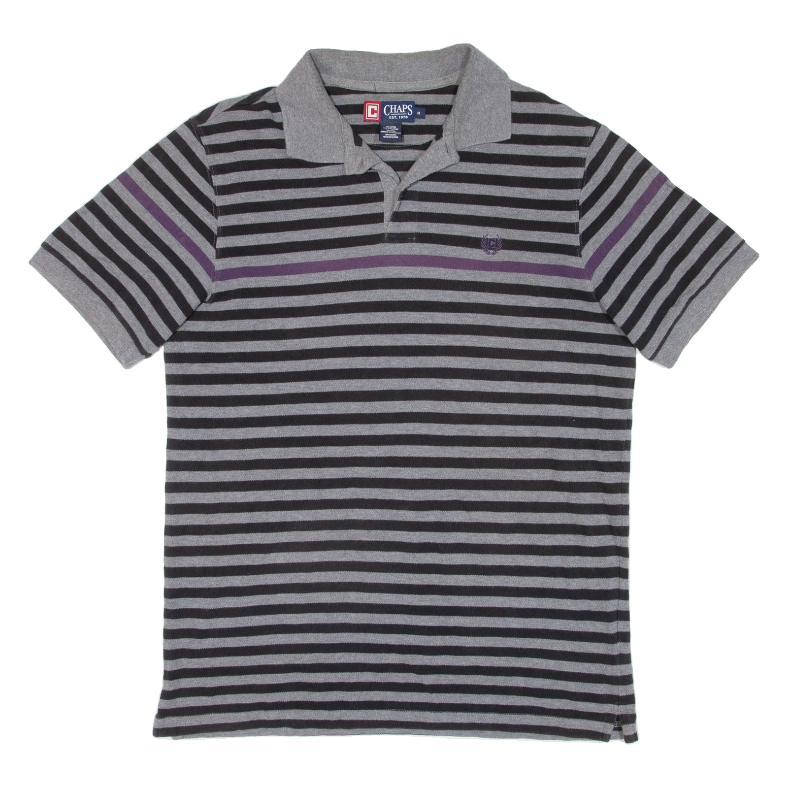 CHAPS Mens Polo Shirt Grey Striped M Refurbished - N/A refurbished available on Cerqular