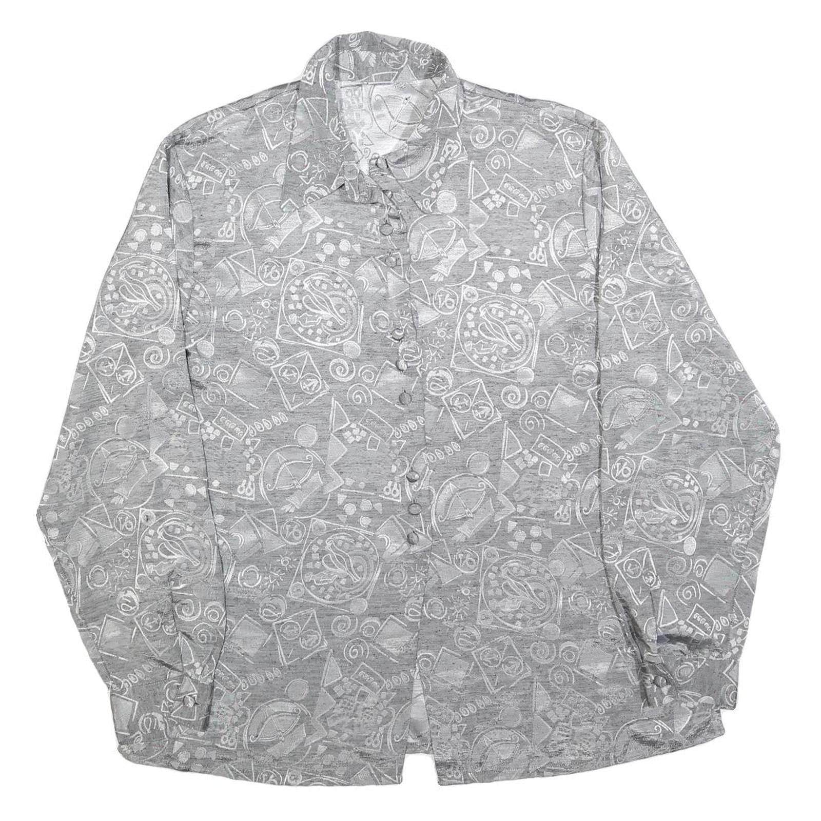 C&A Womens Grey Printed Shirt Long Sleeve Collared XL Lightweight Casual Refurbished - N/A refurbished available on Cerqular