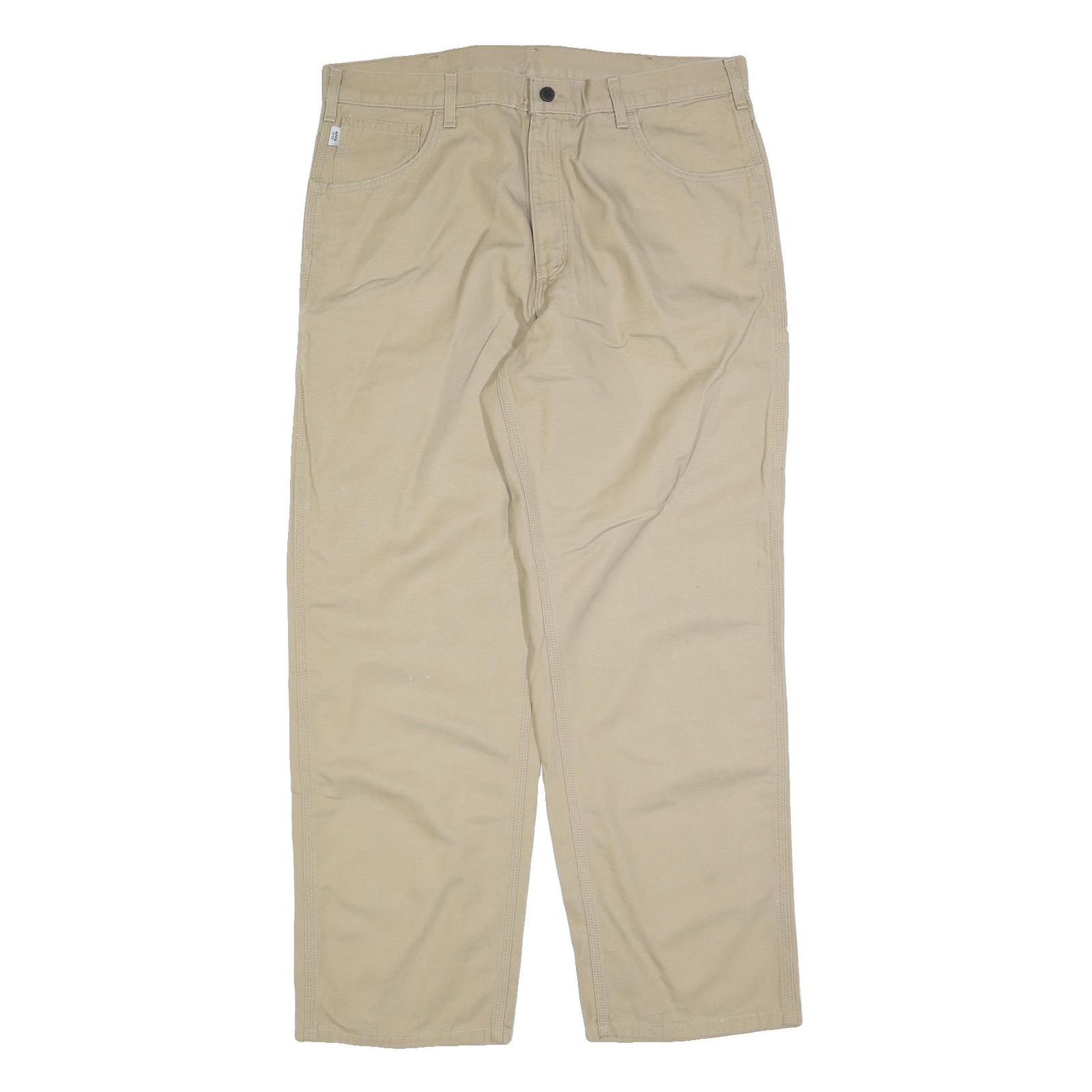 CARHARTT Mens Loose Beige Cotton Blend Zip Trousers W38 L34 Workwear Casual Refurbished - N/A refurbished available on Cerqular