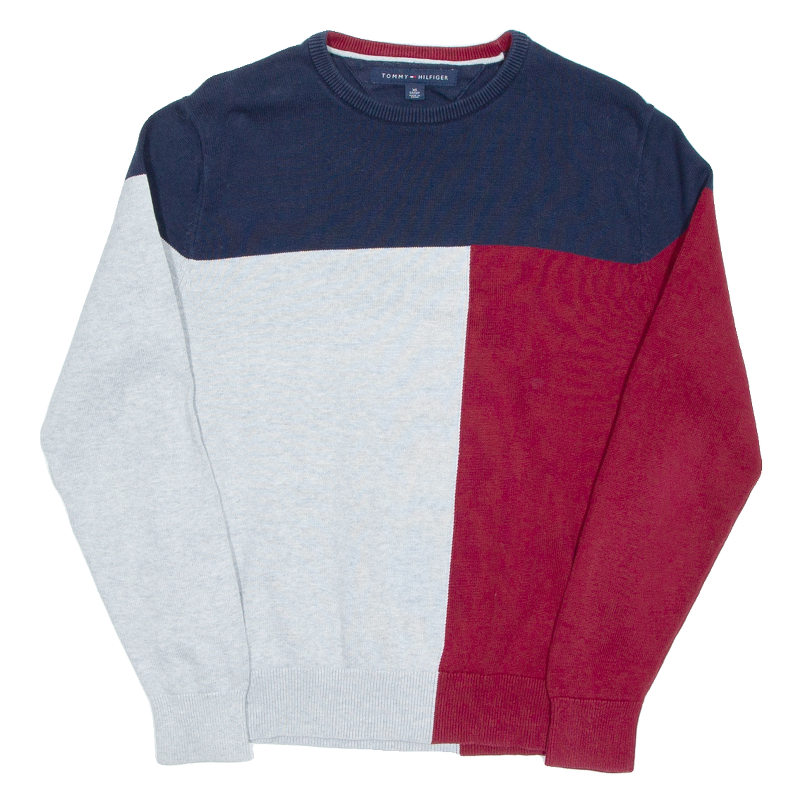 TOMMY HILFIGER Mens Patterned Jumper Maroon Tight Knit XS Refurbished - N/A refurbished available on Cerqular