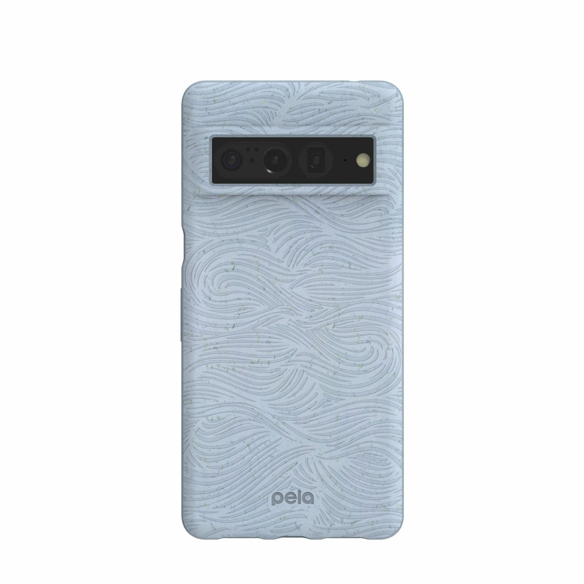Powder Blue Ebb and Flow Google Pixel 7 Case Refurbished - Pela Case refurbished available on Cerqular