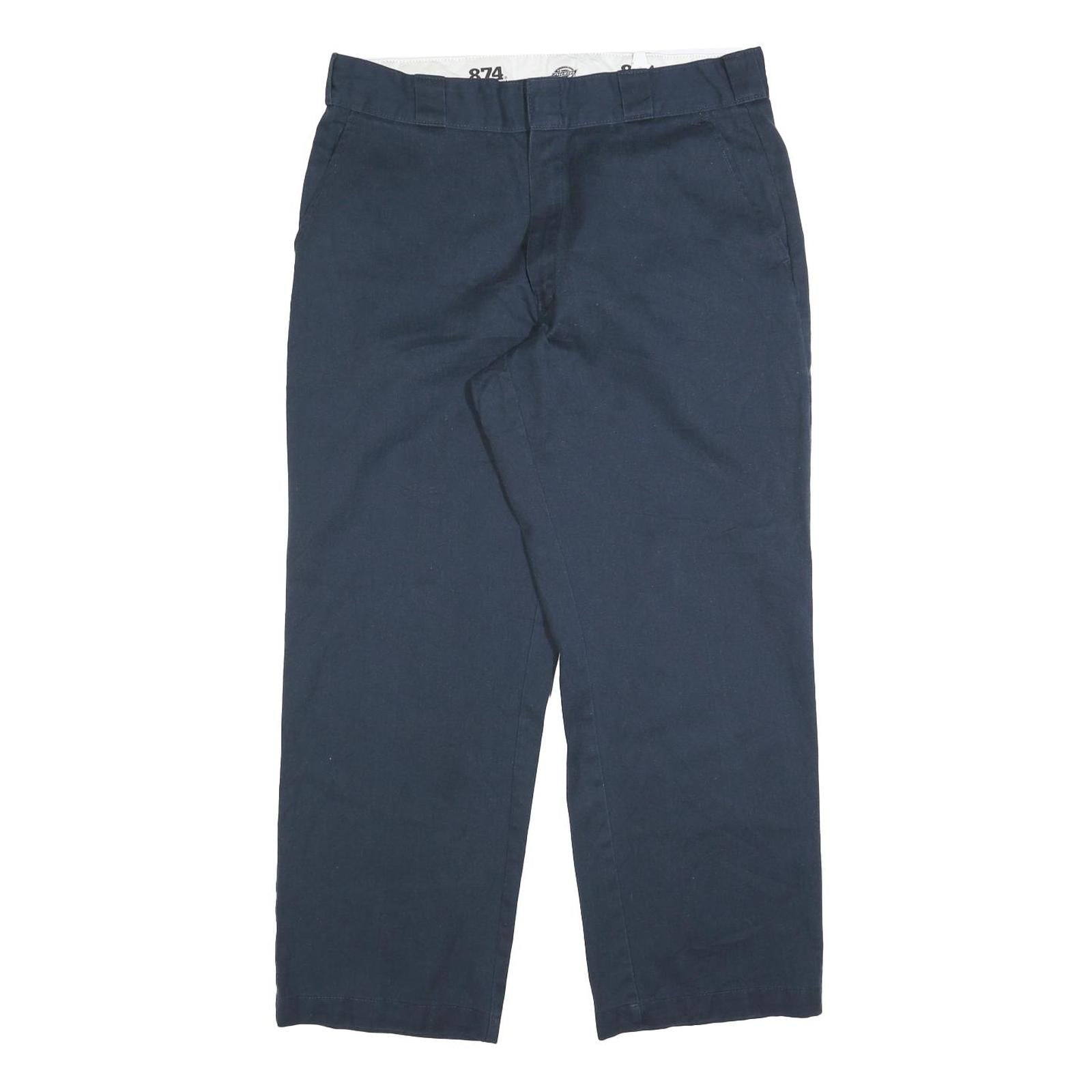DICKIES Mens Relaxed Navy Blue Straight Leg Trousers W36 L29 Durable Workwear Refurbished - N/A refurbished available on Cerqular