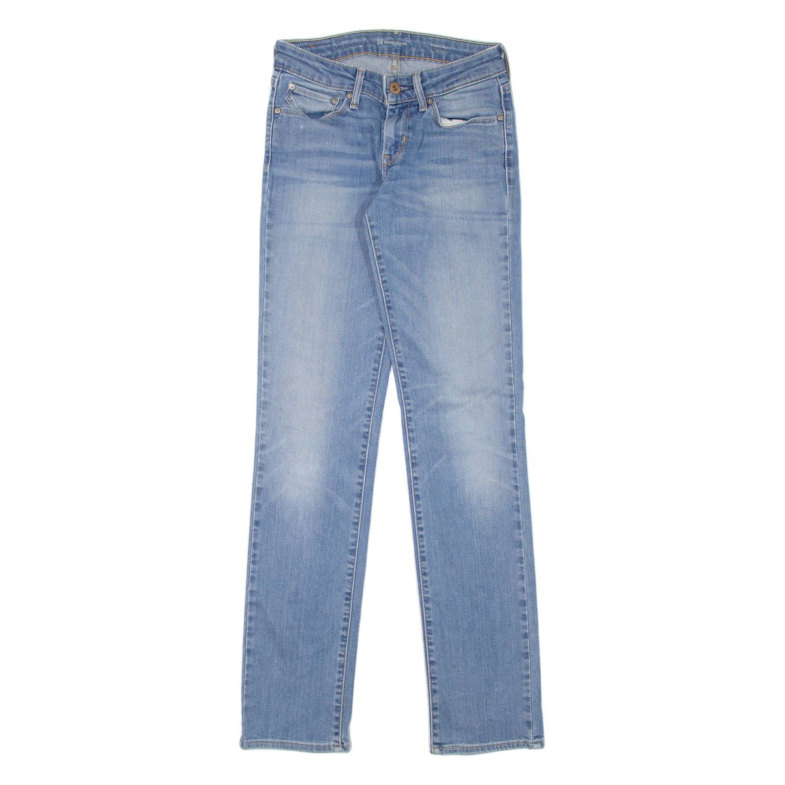LEVI'S Modern Rise Womens Jeans Blue Regular Straight Stone Wash W24 L32 Refurbished - N/A refurbished available on Cerqular