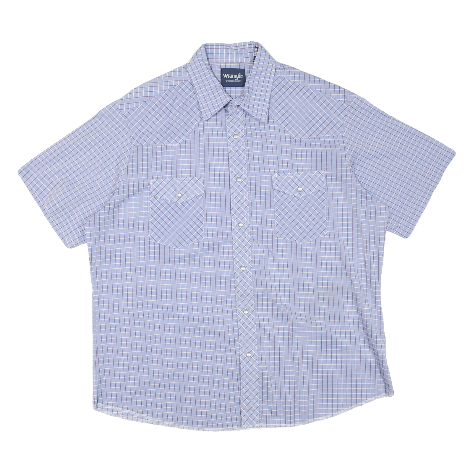 WRANGLER Mens Blue & White Check Shirt XL Western Classic Cotton Blend Refurbished - N/A refurbished available on Cerqular
