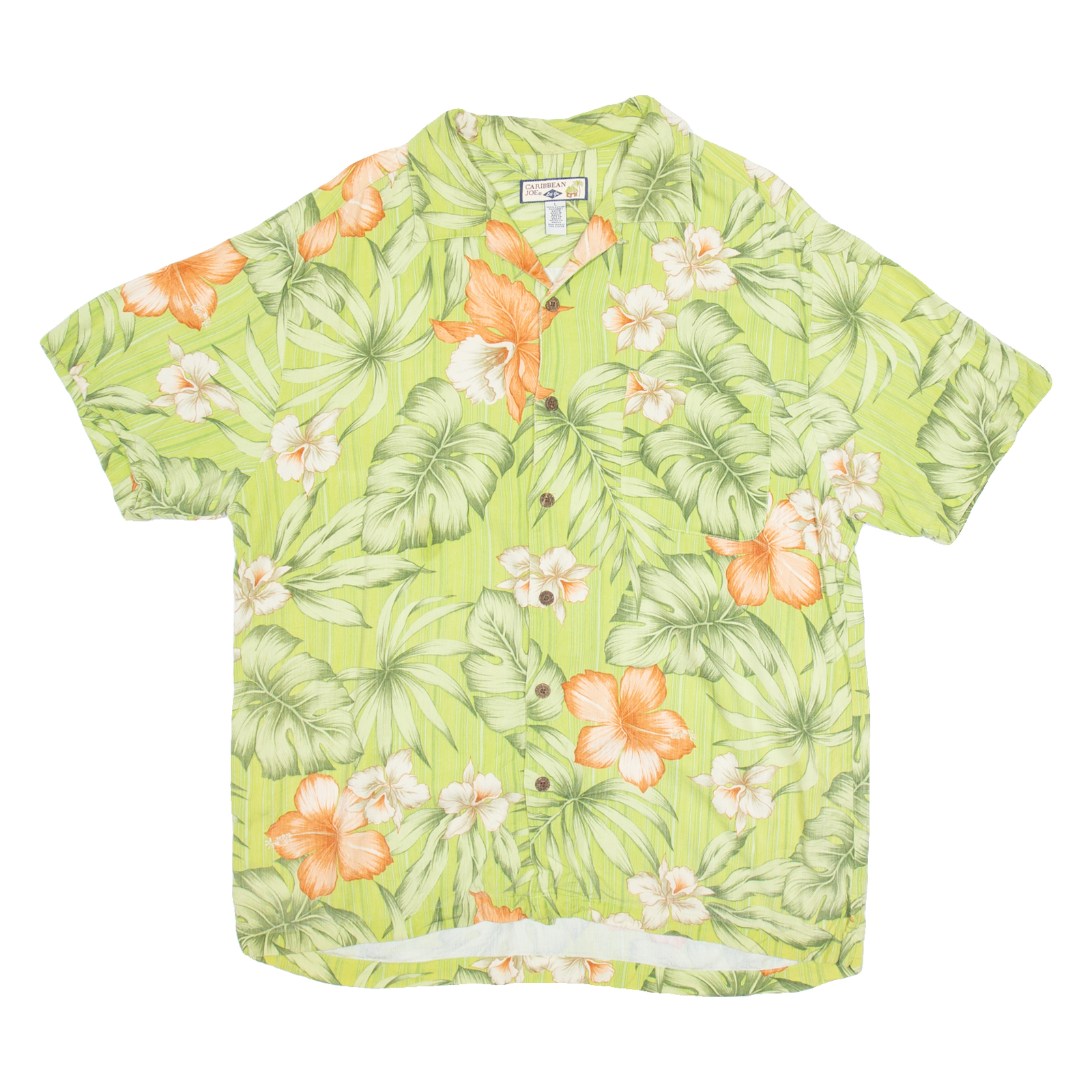 CARIBBEAN JOE Mens Hawaiian Shirt Green Floral L Refurbished - N/A refurbished available on Cerqular
