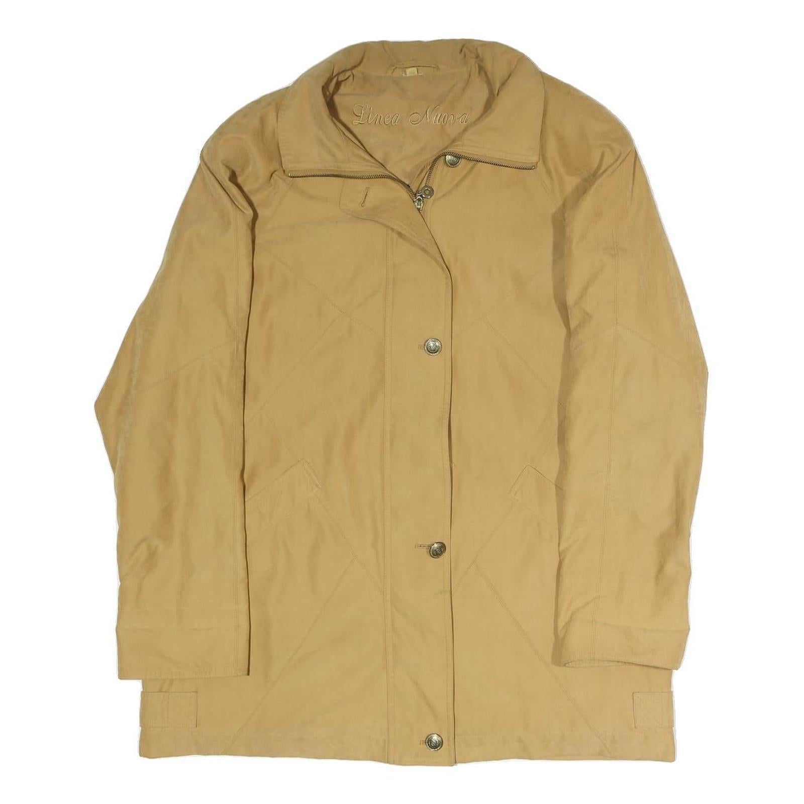 LINEA NUOVA Womens Beige Button Jacket XL Polyester Blend Plain Classic Stylish Refurbished - N/A refurbished available on Cerqular
