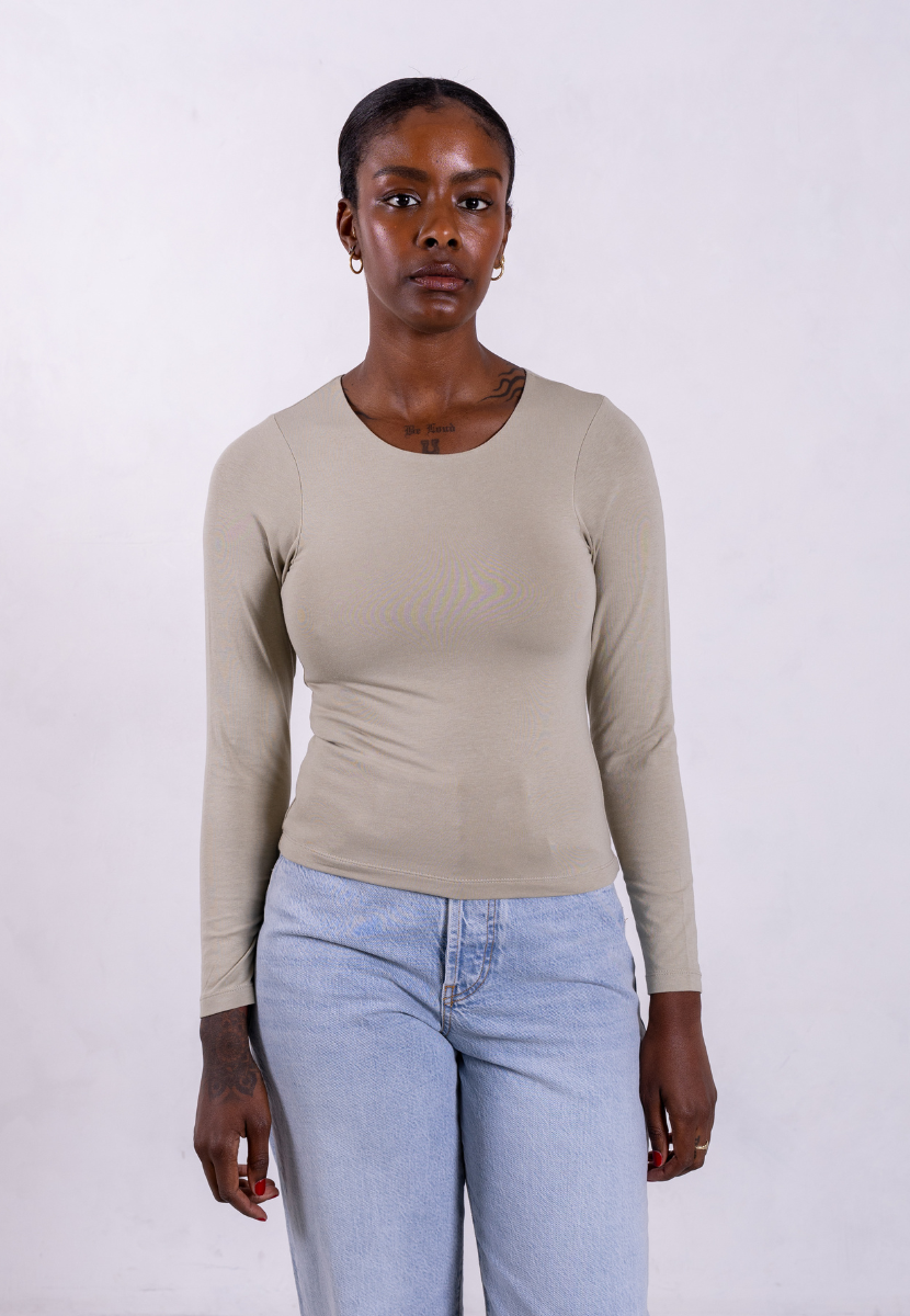 Organic Cotton Crew Long Sleeve T-Shirt, Sage Grey | Size: XXL Refurbished - N/A (Note: It's possible that "Pantee" refurbished available on Cerqular