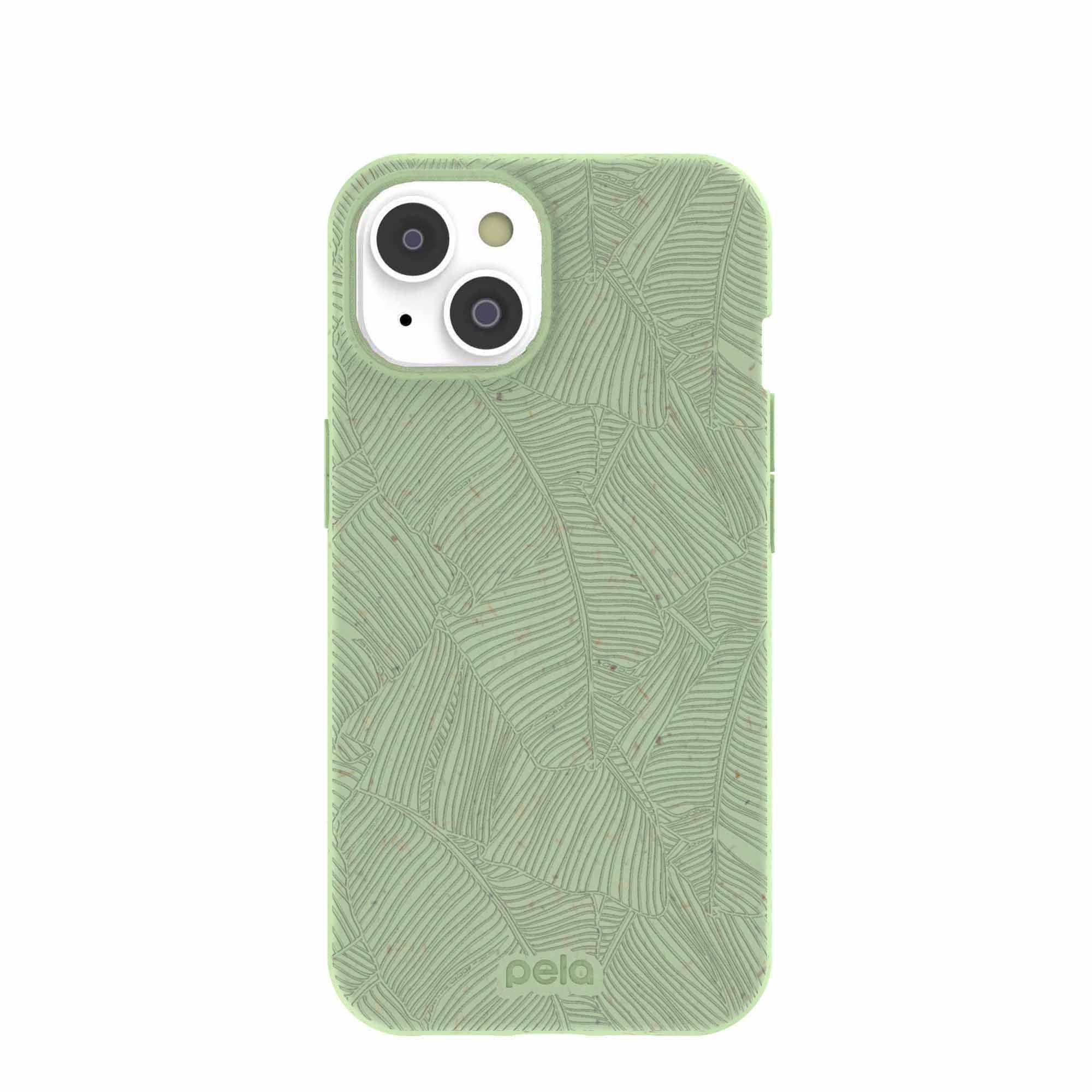 Sage Green Lushy Leaves iPhone 14/16e Case Refurbished - Pela Case refurbished available on Cerqular