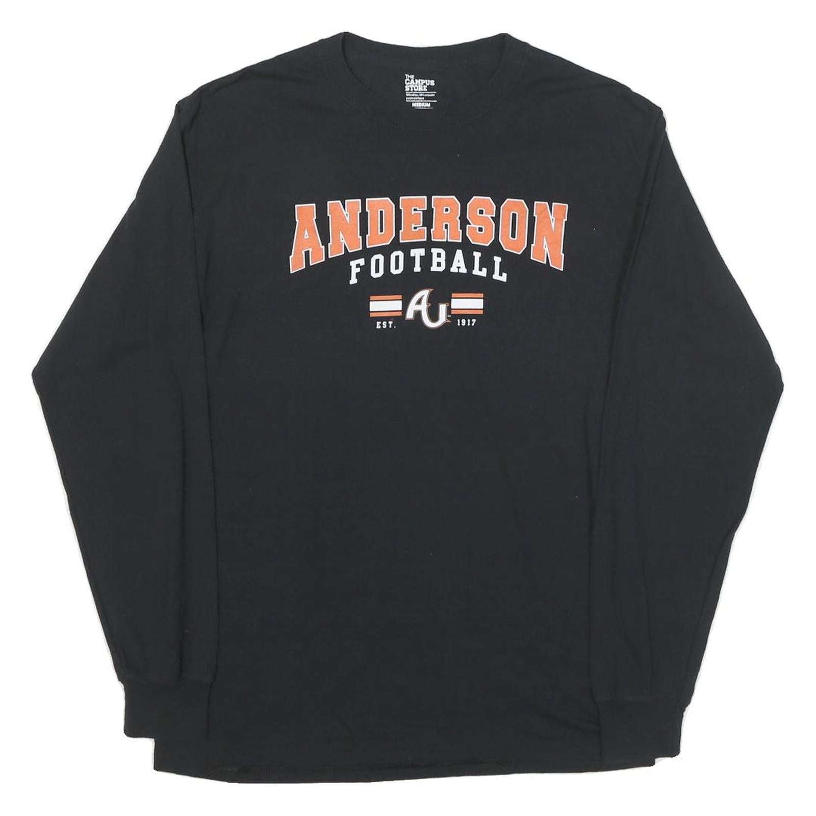 Mens Black Anderson Football Long Sleeve Crew Neck Cotton Blend T-Shirt M Refurbished - N/A refurbished available on Cerqular