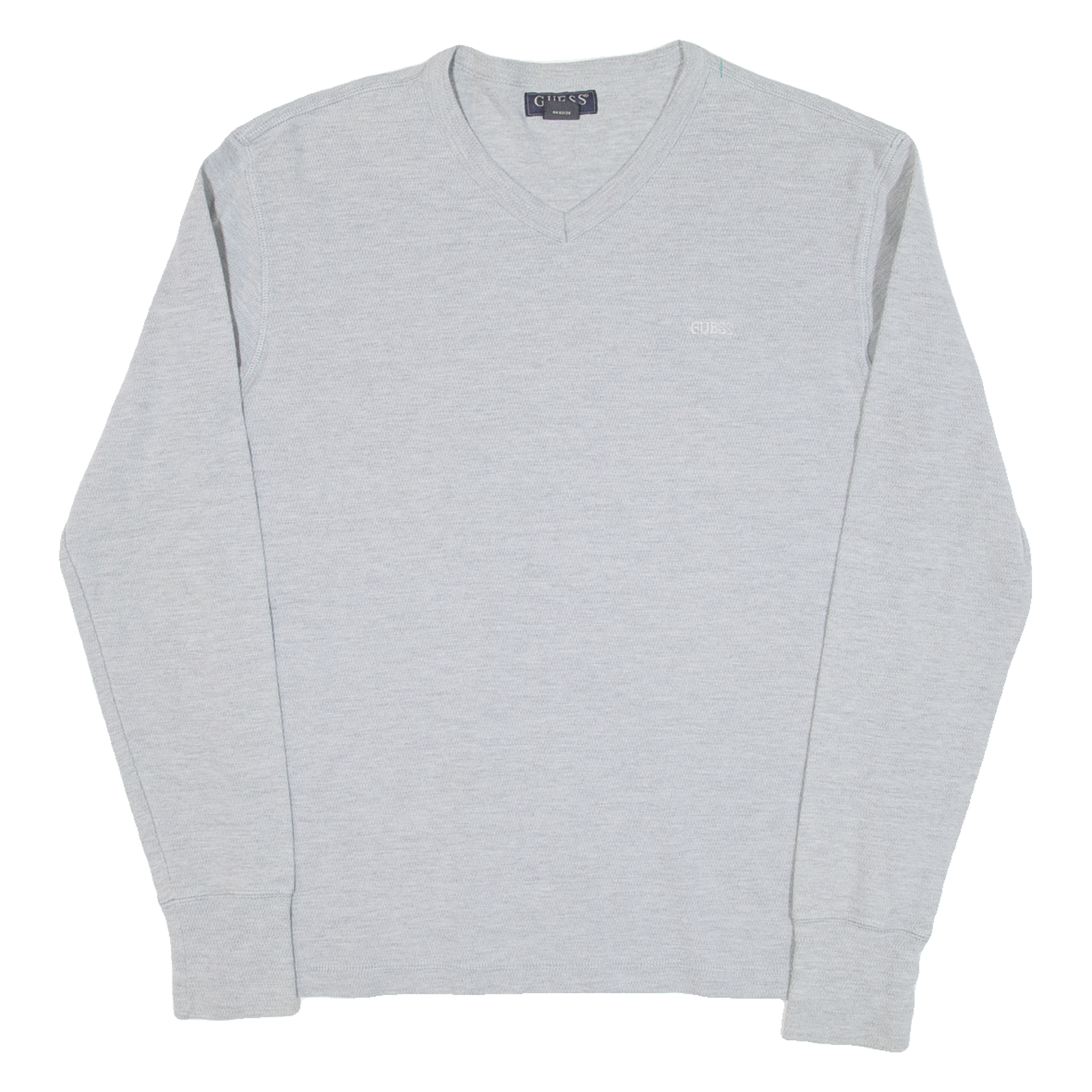 GUESS Mens T-Shirt Grey Long Sleeve V-Neck 2XL Refurbished - N/A refurbished available on Cerqular