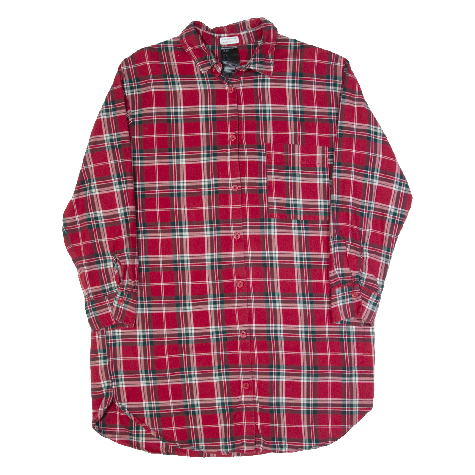 H&M Oversized Womens Shirt Dress Red Check Long Sleeve Knee Length M Refurbished - N/A refurbished available on Cerqular