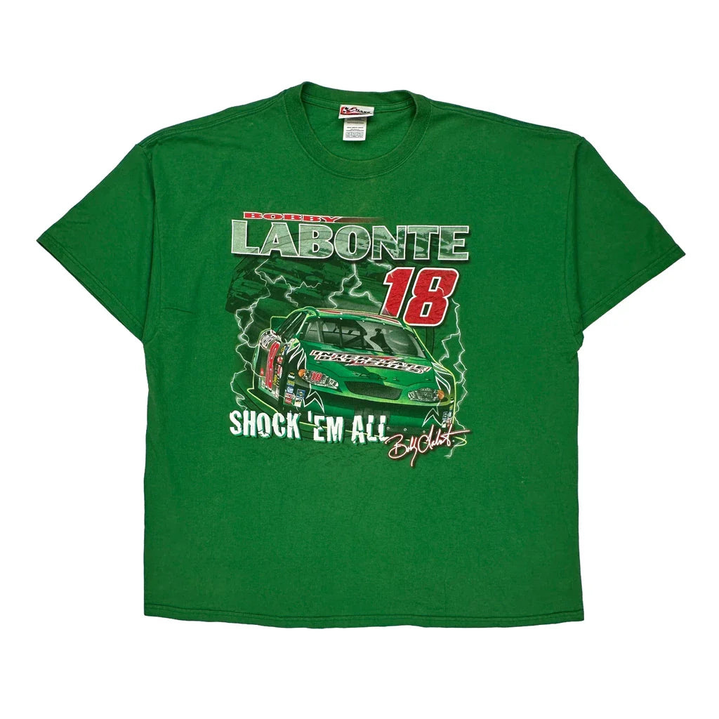 Bobby Labonte Chase Authentics Nascar T-Shirt - 2XL Green Cotton Refurbished - Thrifted (note: this is a term often used to describe second- refurbished available on Cerqular
