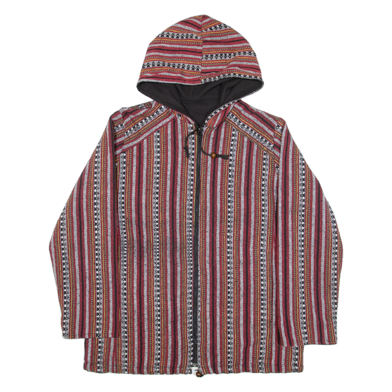 Mens Jacket Red Hooded Striped L Refurbished - N/A refurbished available on Cerqular