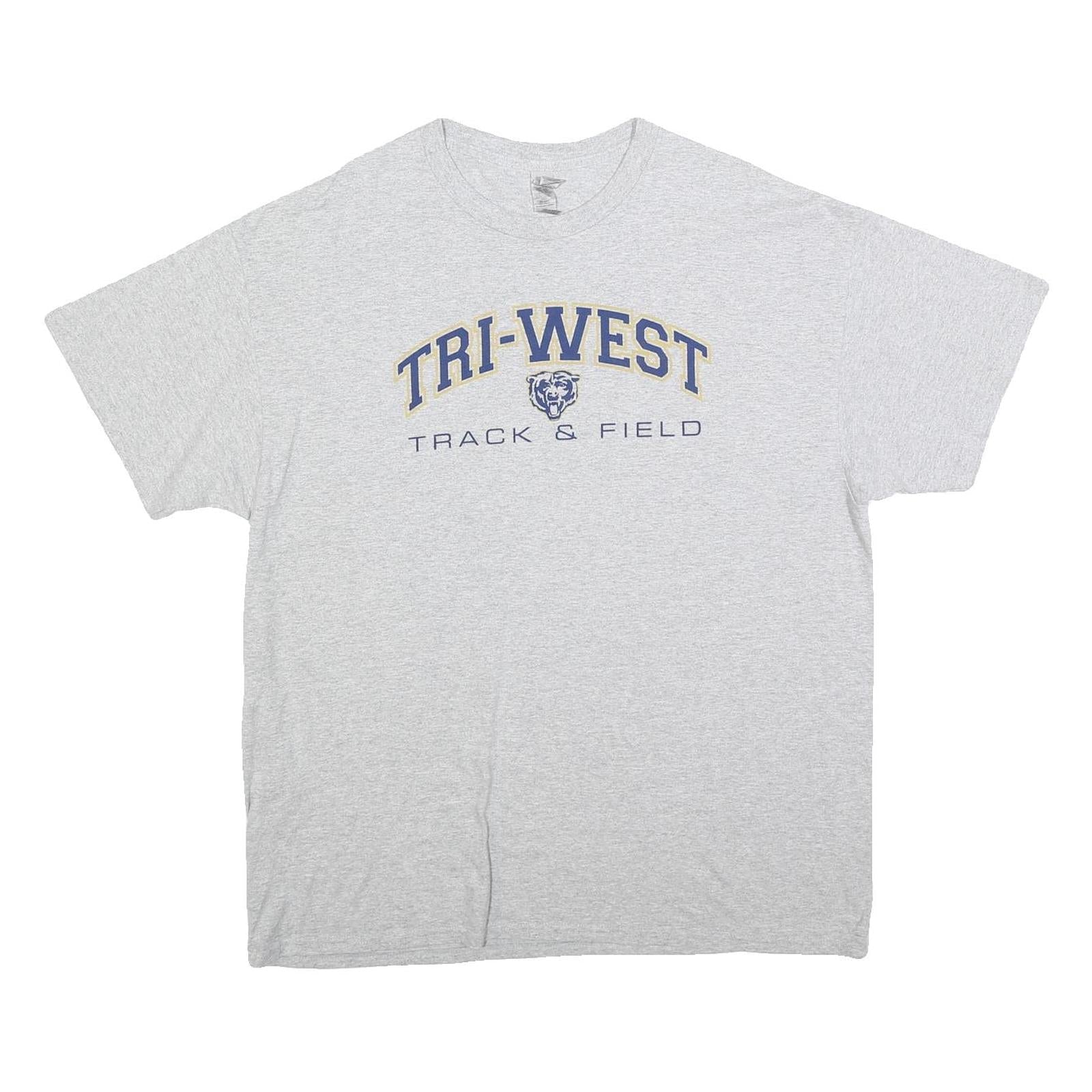 GILDAN Mens Grey Tri-West Track & Field Graphic T-Shirt XL Short Sleeve Crew Refurbished - N/A refurbished available on Cerqular