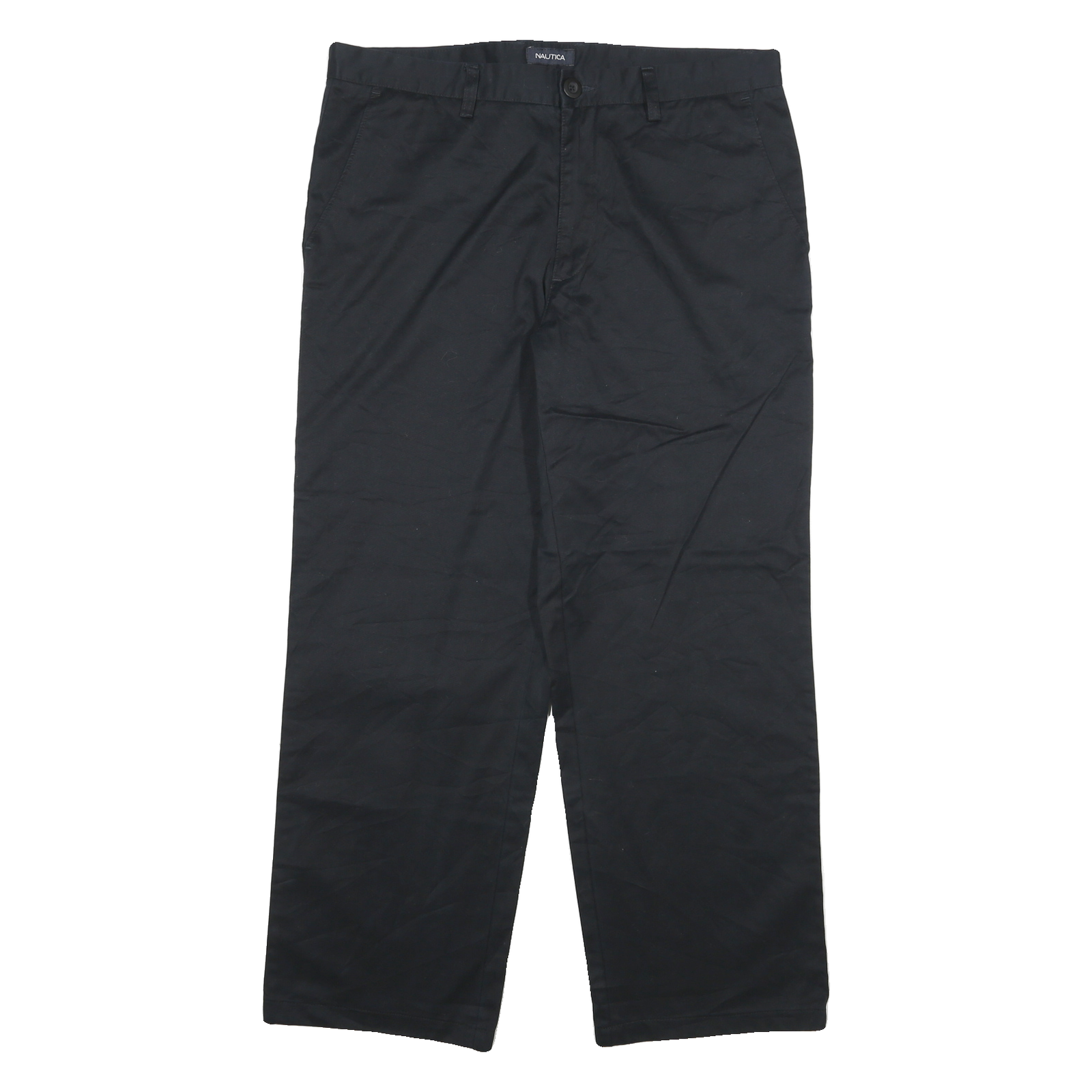 NAUTICA Mens Relaxed Black Cotton Blend Trousers W34 L27 Zip Closure Refurbished - N/A refurbished available on Cerqular