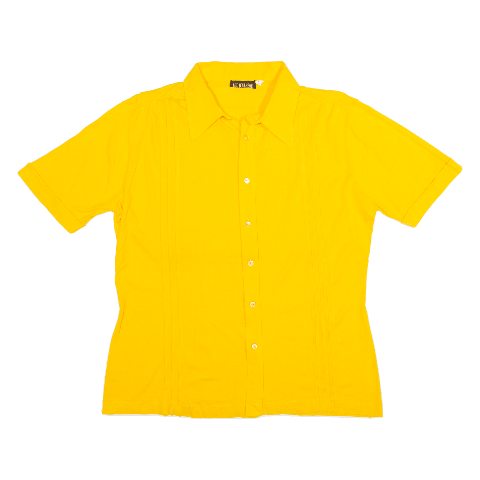 LUC D'ALBENE Mens Plain Shirt Yellow 90s L Refurbished - N/A refurbished available on Cerqular