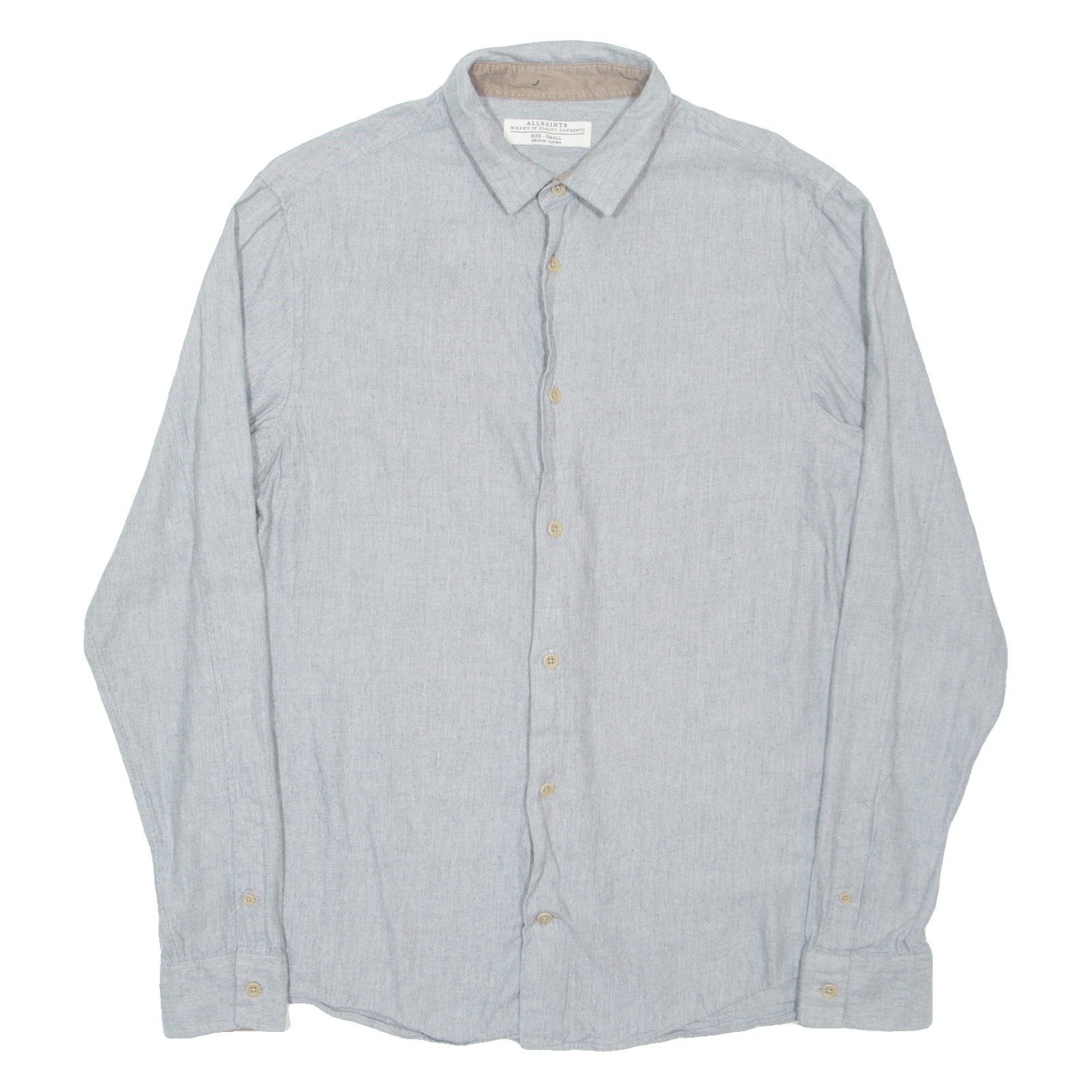 ALL SAINTS Mens Plain Shirt Grey Long Sleeve S Refurbished - N/A refurbished available on Cerqular
