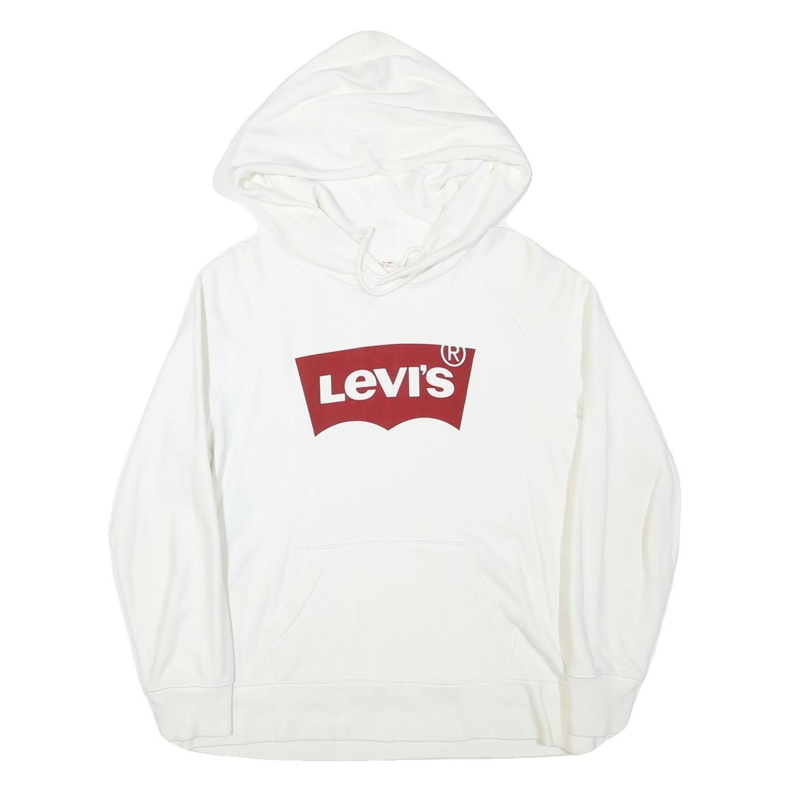 LEVI'S Mens White Pullover Hoodie S Cotton Blend Logo Sweatshirt Refurbished - N/A refurbished available on Cerqular
