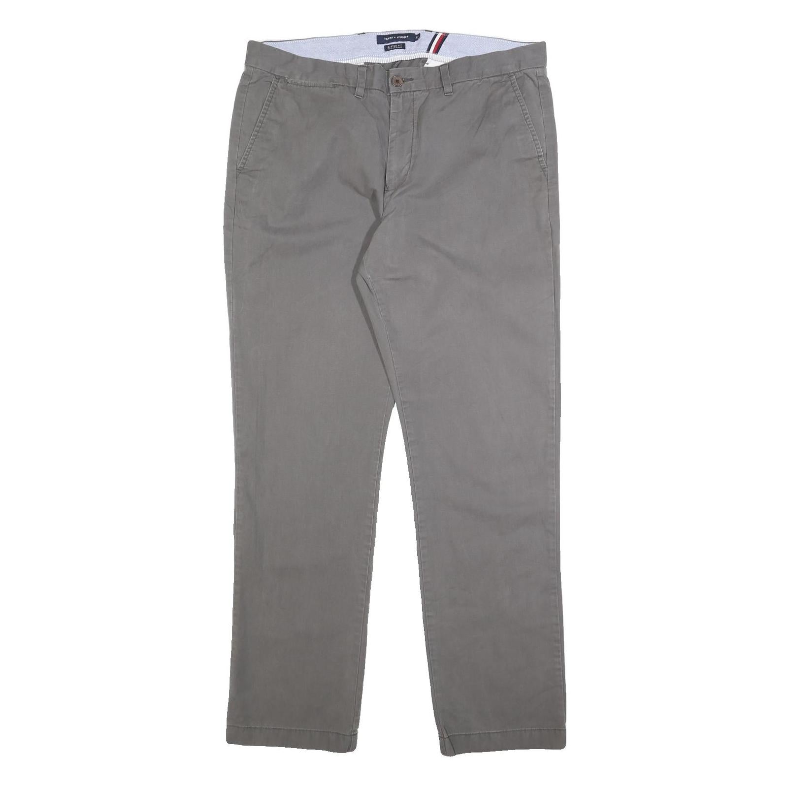 TOMMY HILFIGER Mens Cotton Blend Grey Regular Fit Straight Trousers W36 L34 Refurbished - N/A refurbished available on Cerqular