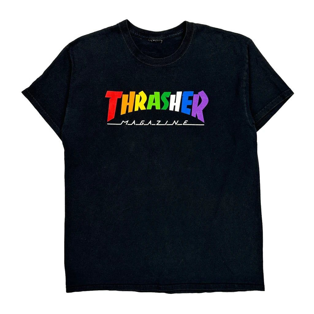 Magazine Thrasher T-Shirt - Large Black Cotton Refurbished - Thrifted (note: this is a term often used to describe second- refurbished available on Cerqular