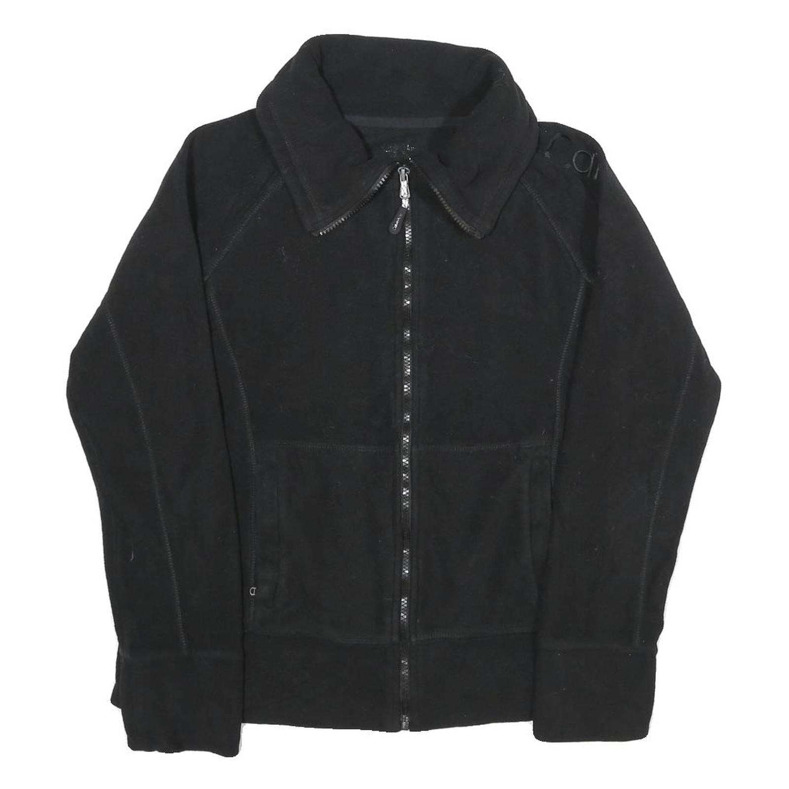 CALVIN KLEIN Womens Black Zip Jacket S Polyester Plain Logo Sleeve Refurbished - N/A refurbished available on Cerqular