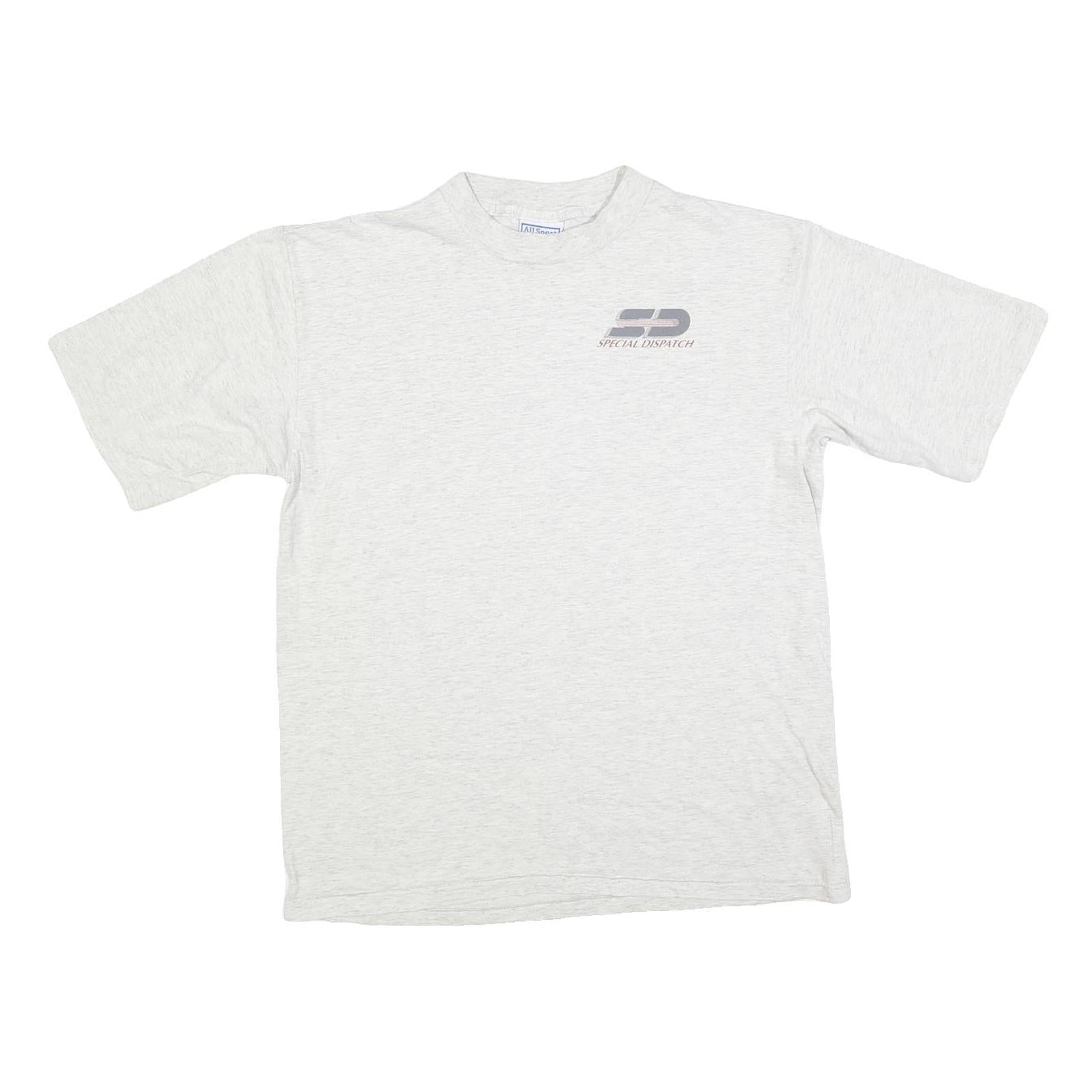ALL SPORT Mens White Grey Graphic T-Shirt L Short Sleeve Crew Neck Delivery Refurbished - N/A refurbished available on Cerqular