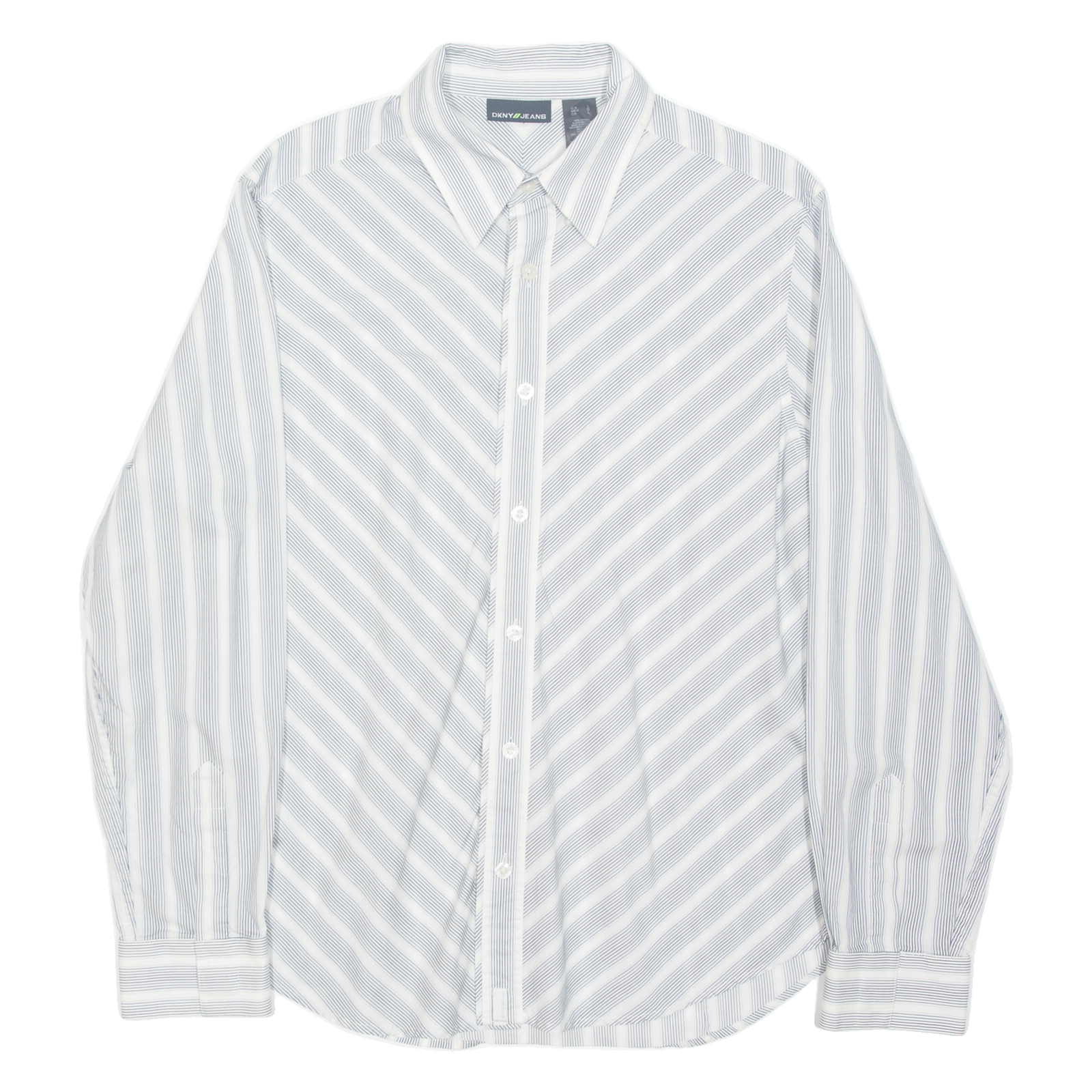 DKNY DKNY Jeans Mens Flannel Shirt White Striped Long Sleeve L Refurbished - N/A refurbished available on Cerqular