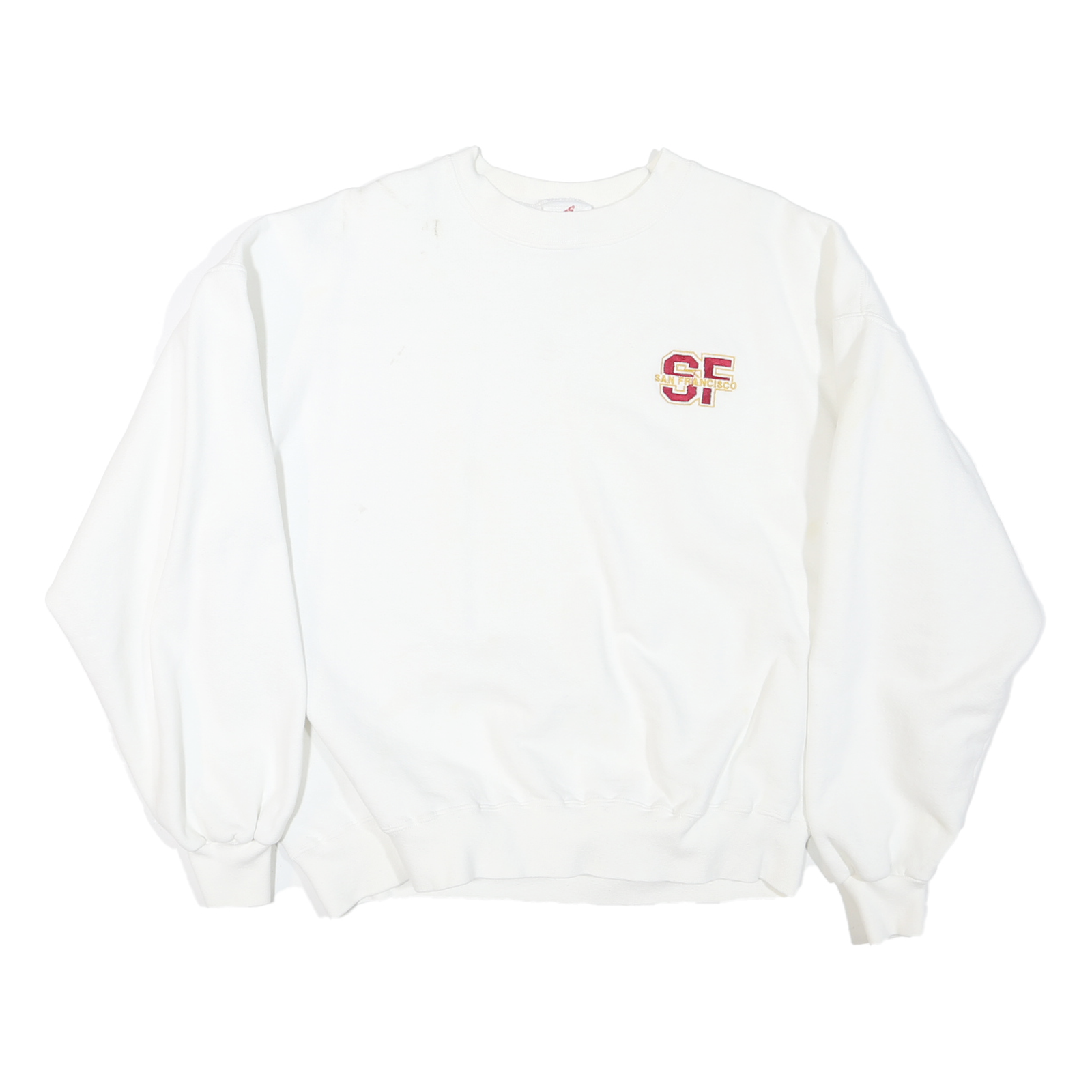 Mens White Sweatshirt SF Crew Neck XL Cotton Blend Casual Pullover Refurbished - N/A refurbished available on Cerqular
