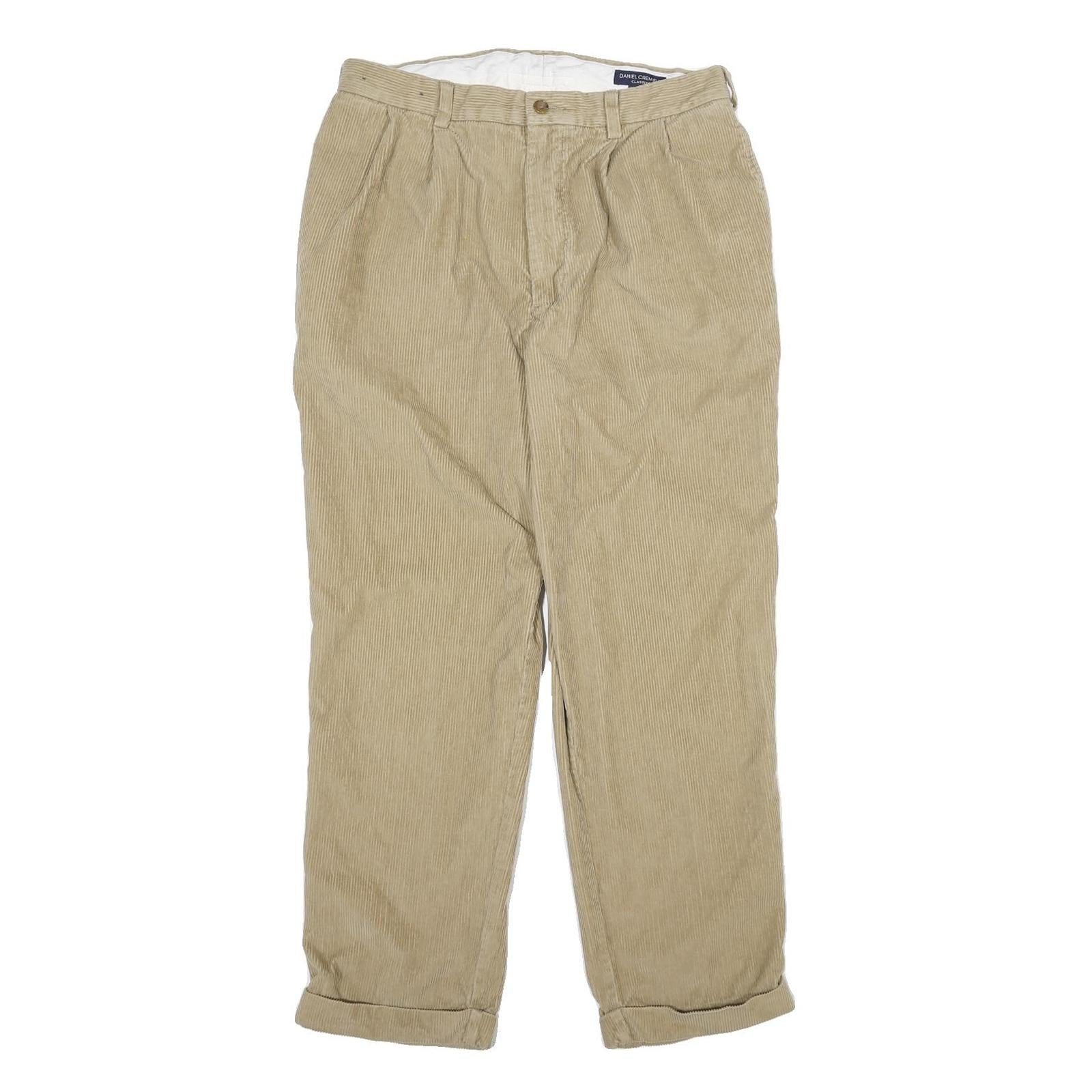 DANIEL CREMIEUX Mens Cotton Beige Regular Tapered Trousers W33 L30 Classic Zip Refurbished - N/A refurbished available on Cerqular