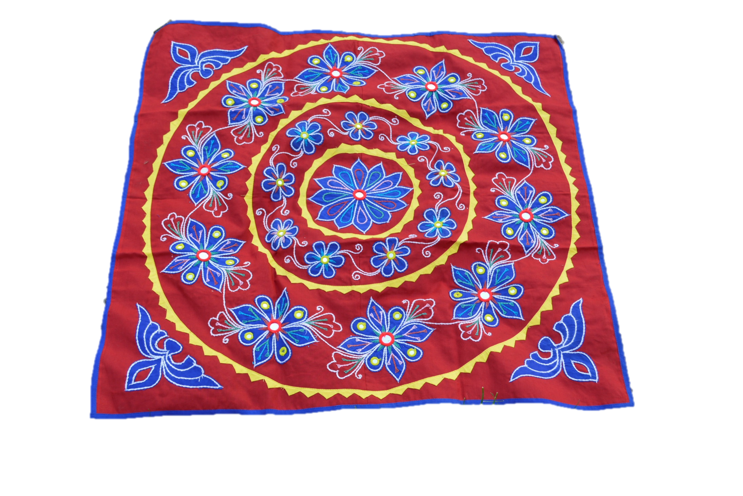 Mandala Upcycled Wall Hanging Home Decor Boho Tapestry | Color: Blue & Red Refurbished - N/A refurbished available on Cerqular