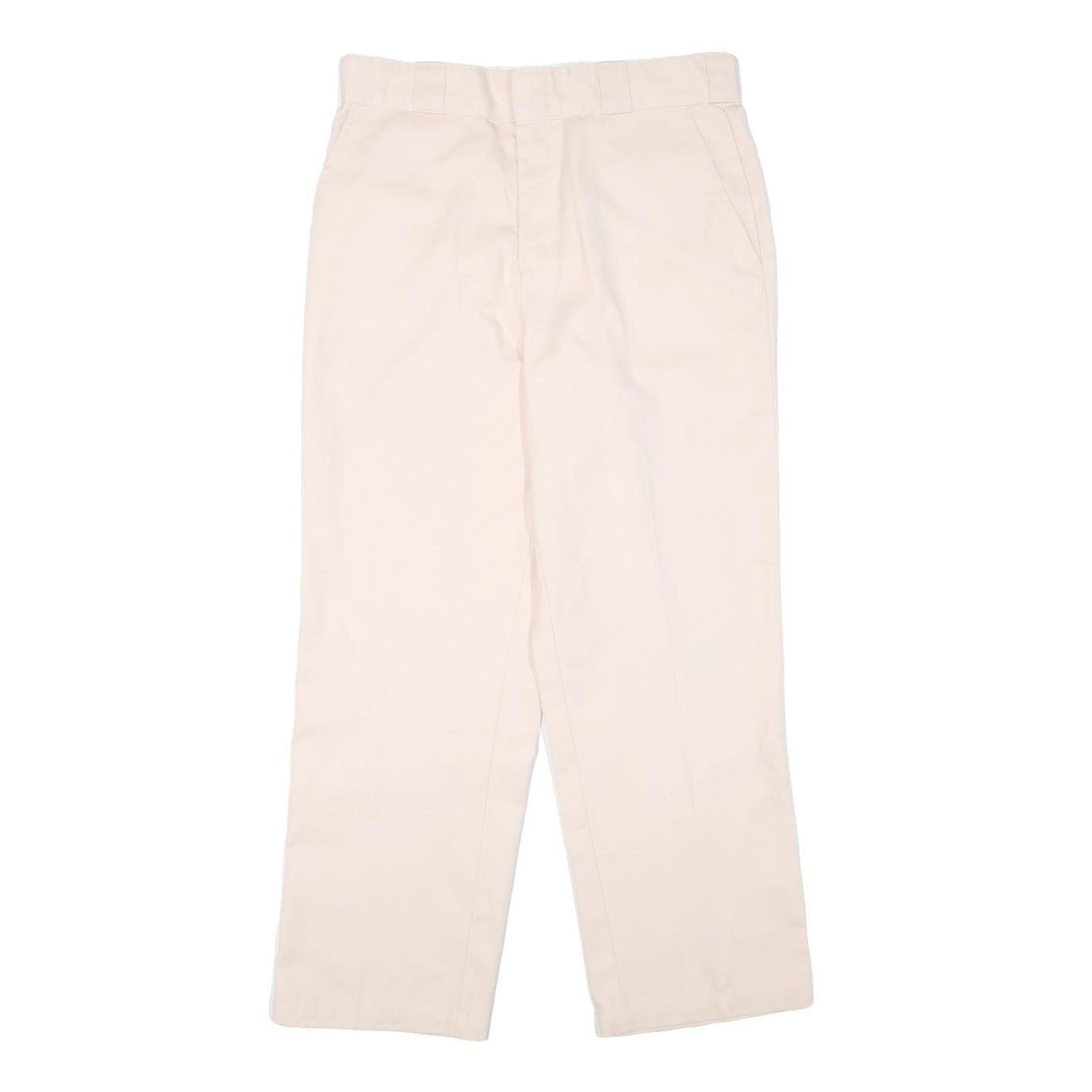 DICKIES Womens Regular Fit Cream Cotton Blend Trousers W30 L26 Straight Leg Zip Refurbished - N/A refurbished available on Cerqular