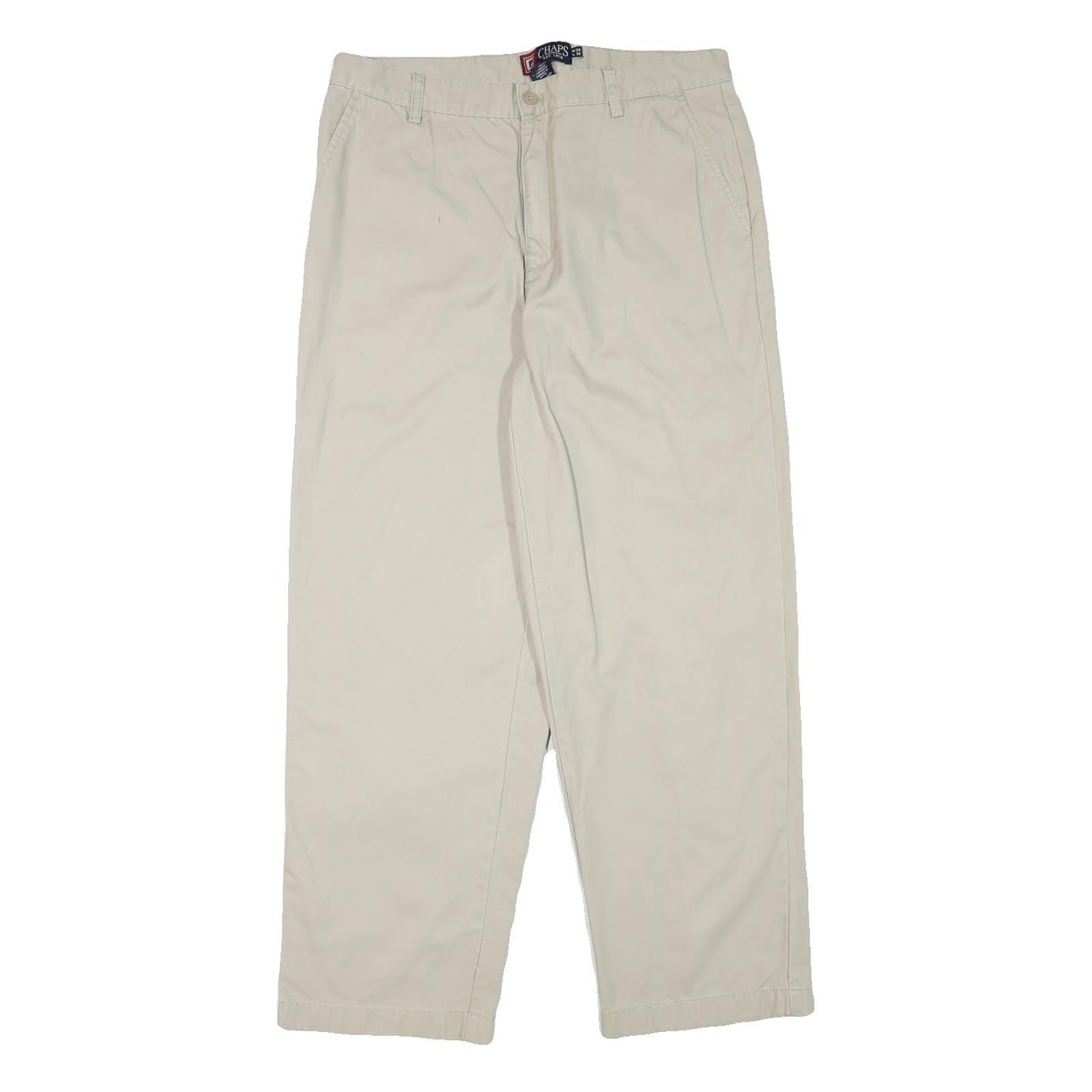 CHAPS RALPH LAUREN Mens Cotton Blend Beige Relaxed Straight Trousers W34 L30 Refurbished - N/A refurbished available on Cerqular