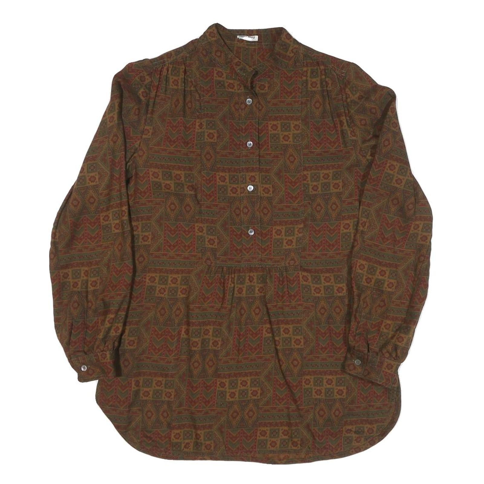 Buy Womens Brown & Red Pattern Cotton Blend Shirt M Long Sleeve Button Refurbished - $19.49 Womens Brown & Red Pattern Cotton Blend Shirt M Long Sleeve Button Refurbished - N/A refurbished available on Cerqular