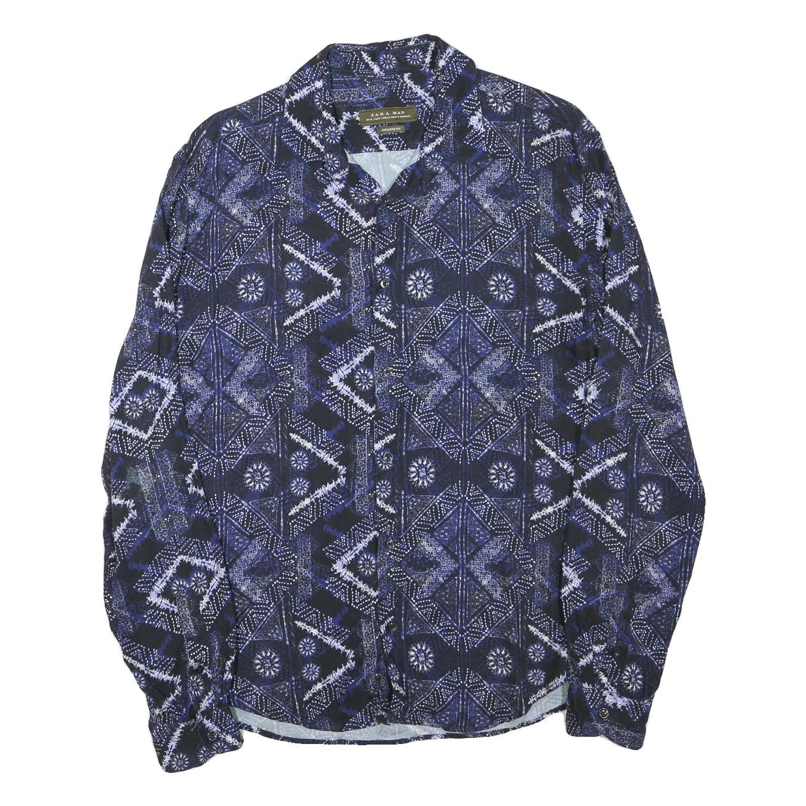 Buy ZARA Mens Blue & Black Patterned Shirt M Cotton Blend Casual Long Sleeve Refurbished - $19.49 ZARA Mens Blue & Black Patterned Shirt M Cotton Blend Casual Long Sleeve Refurbished - N/A refurbished available on Cerqular