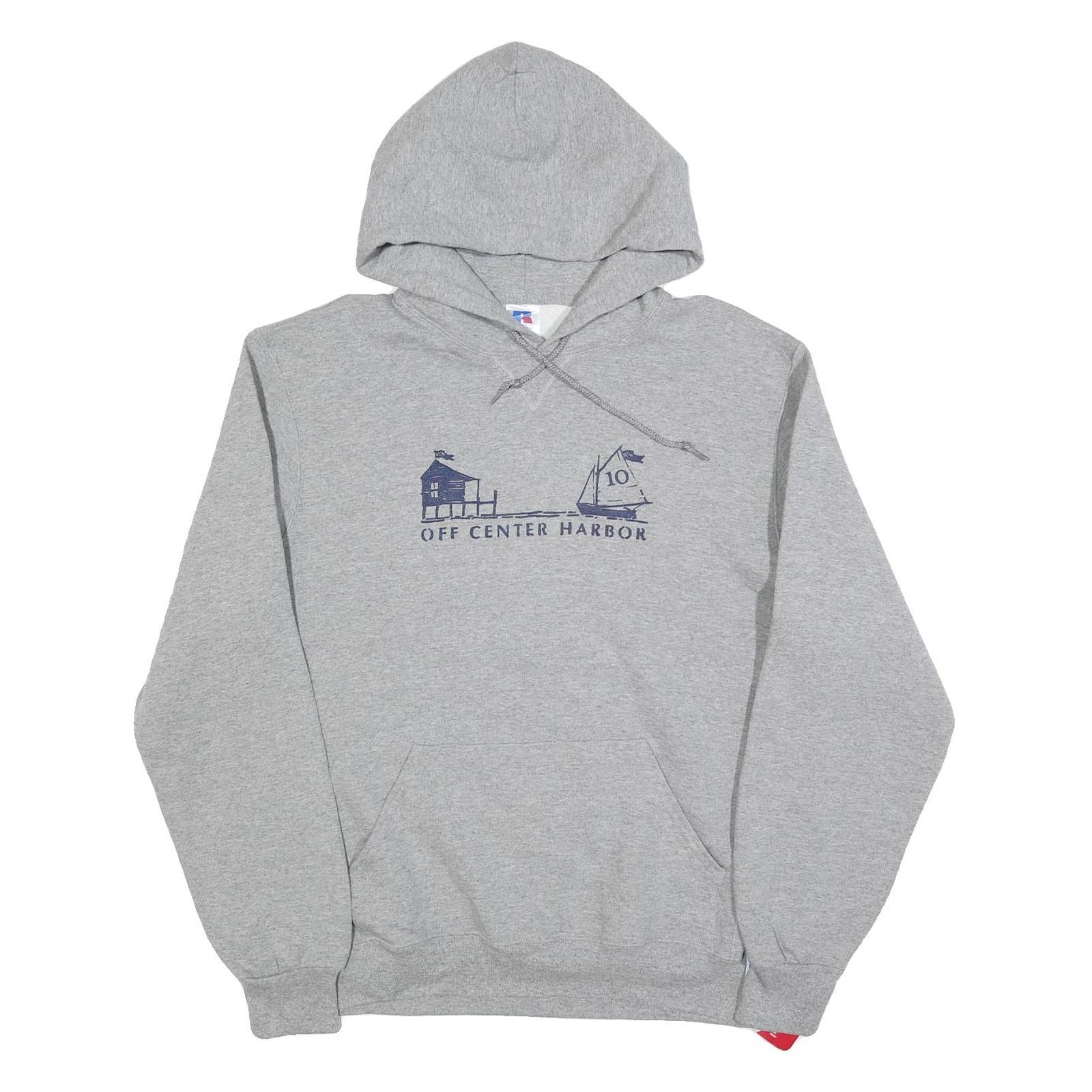 RUSSELL ATHLETIC Mens Grey Off Center Harbor Hooded Sweatshirt L Cotton Blend Refurbished - N/A refurbished available on Cerqular