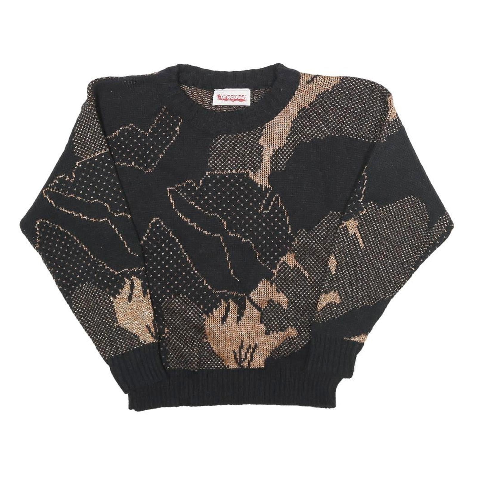 LE ROUGE Womens Black & Beige Patterned Acrylic Plain Crew Neck Jumper UK 12 Refurbished - N/A refurbished available on Cerqular