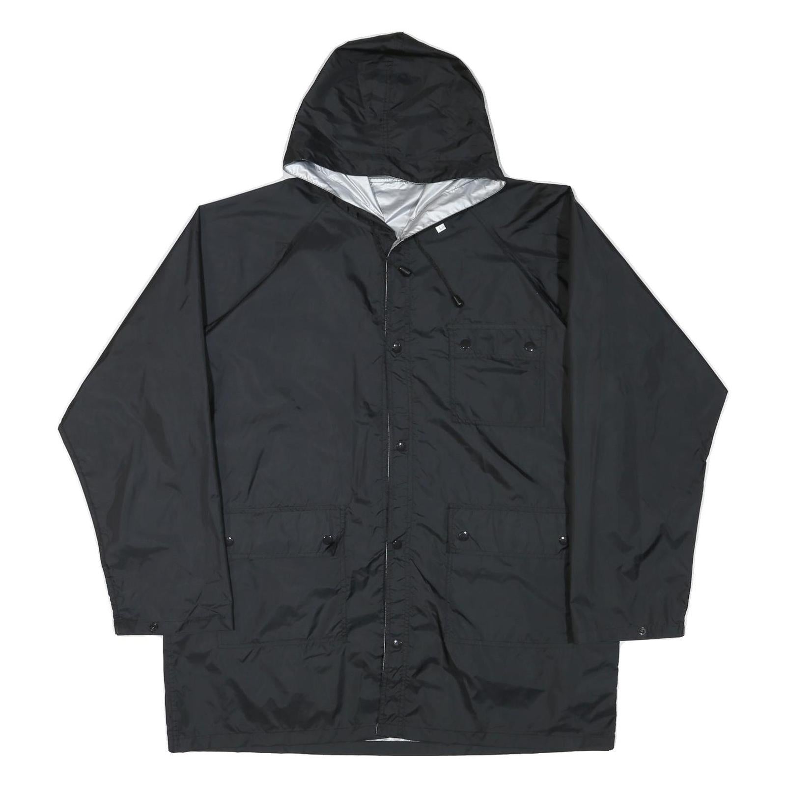 Mens Black Cashback Hooded Jacket L Polyester Blend Plain Button Closure Refurbished - N/A refurbished available on Cerqular
