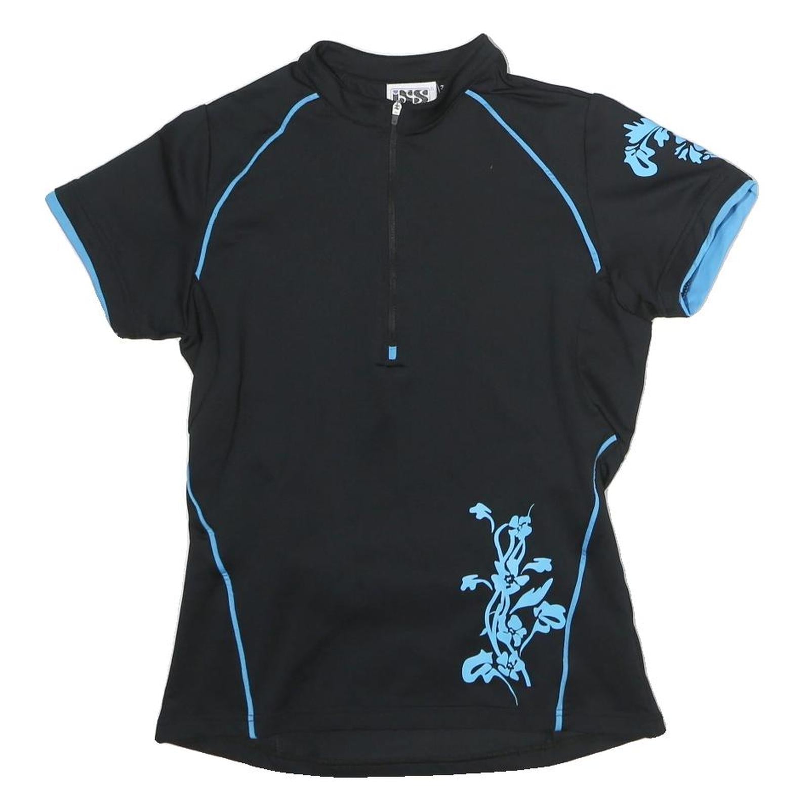 IXS Womens Black & Blue Graphic T-Shirt S Short Sleeve Round Neck Performance Refurbished - N/A refurbished available on Cerqular