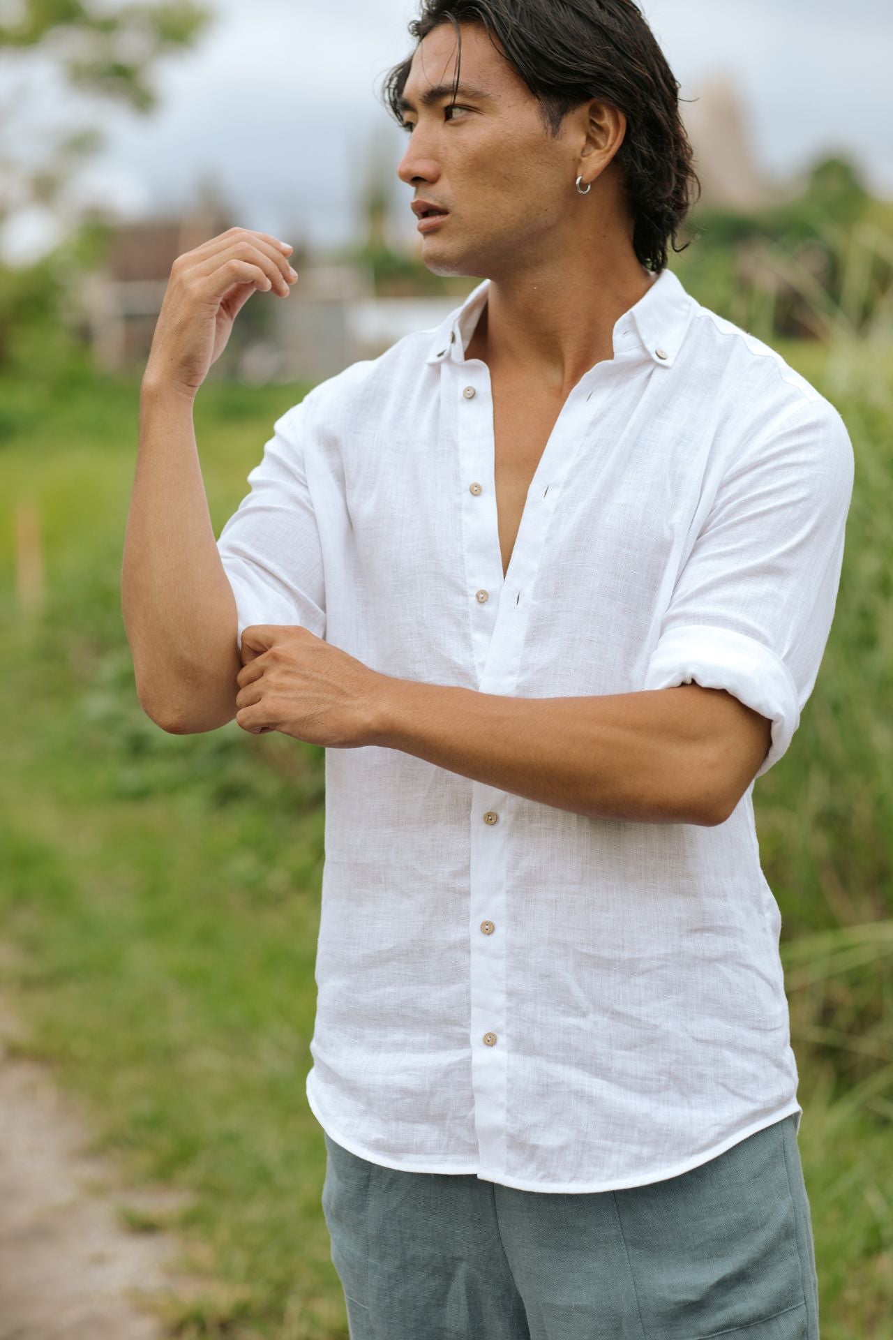 Men's linen shirt Nevada - White | Size: XL Refurbished - N/A (Note: This brand may not be well-known globally refurbished available on Cerqular