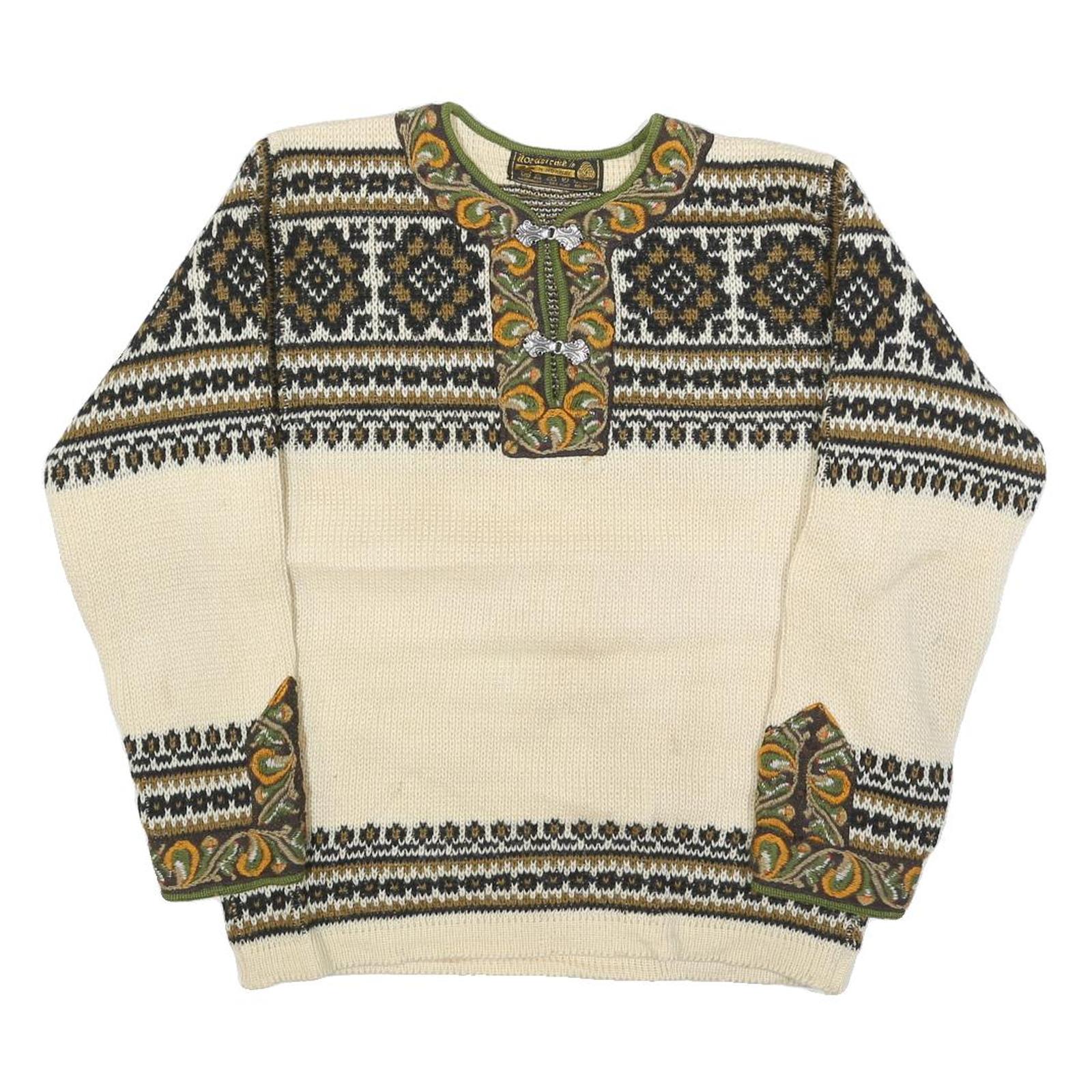 Buy NORDSTRIKE Womens Cream Patterned Wool Jumper Round Neck Chunky Knit M Designer Refurbished - $64.99 NORDSTRIKE Womens Cream Patterned Wool Jumper Round Neck Chunky Knit M Designer Refurbished - N/A refurbished available on Cerqular