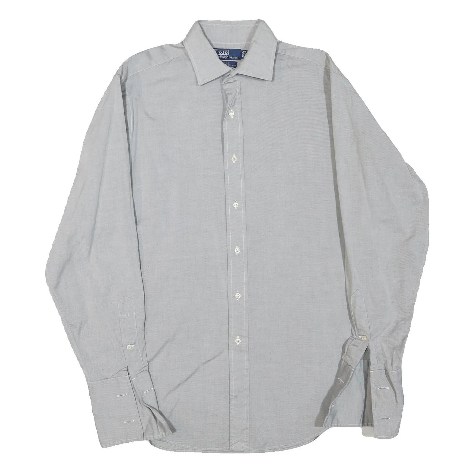 POLO RALPH LAUREN Mens Light Grey Shirt L Cotton Blend Classic Fit Button Collar Refurbished - N/A refurbished available on Cerqular
