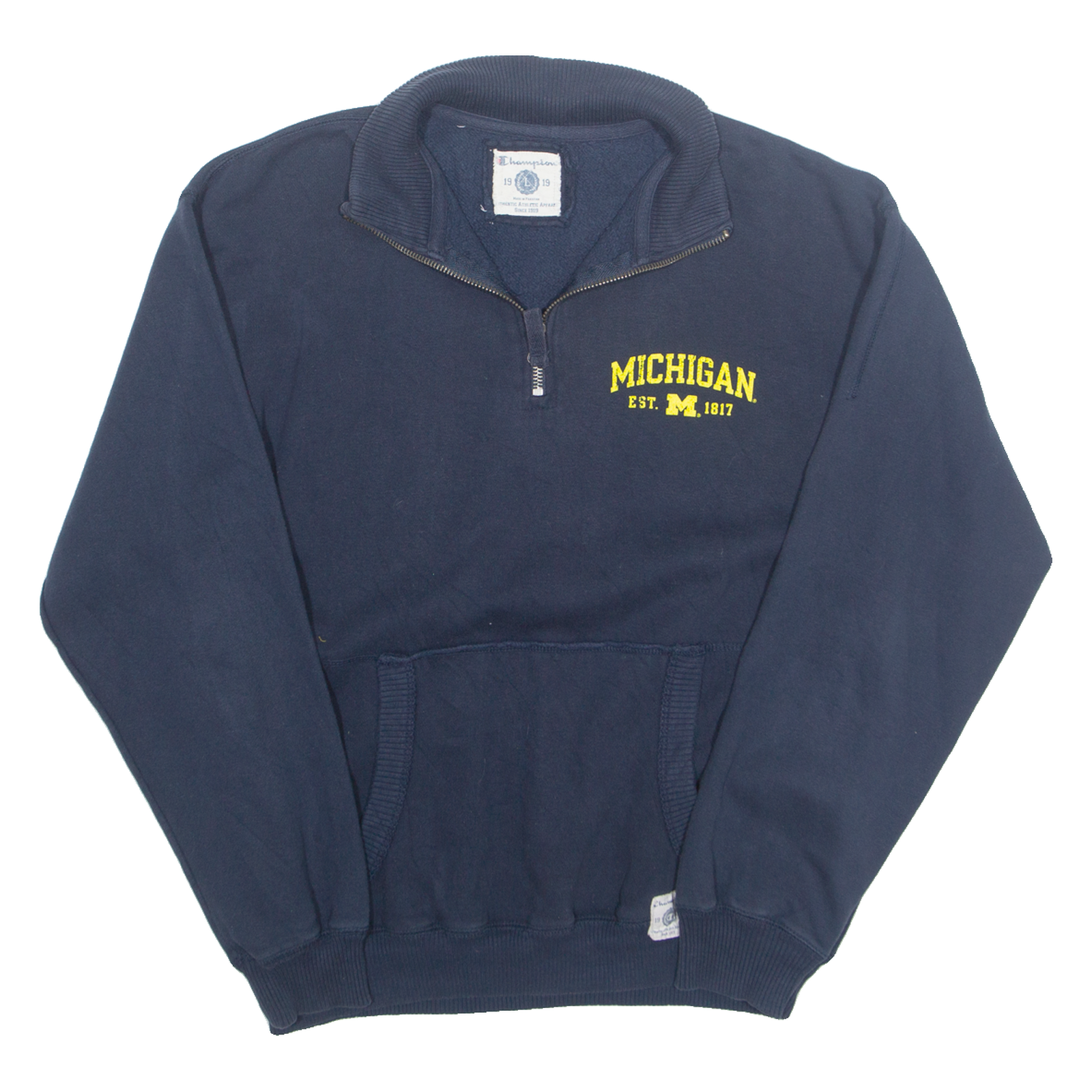 CHAMPION Michigan Mens Sweatshirt Blue 1/4 Zip USA L Refurbished - N/A refurbished available on Cerqular