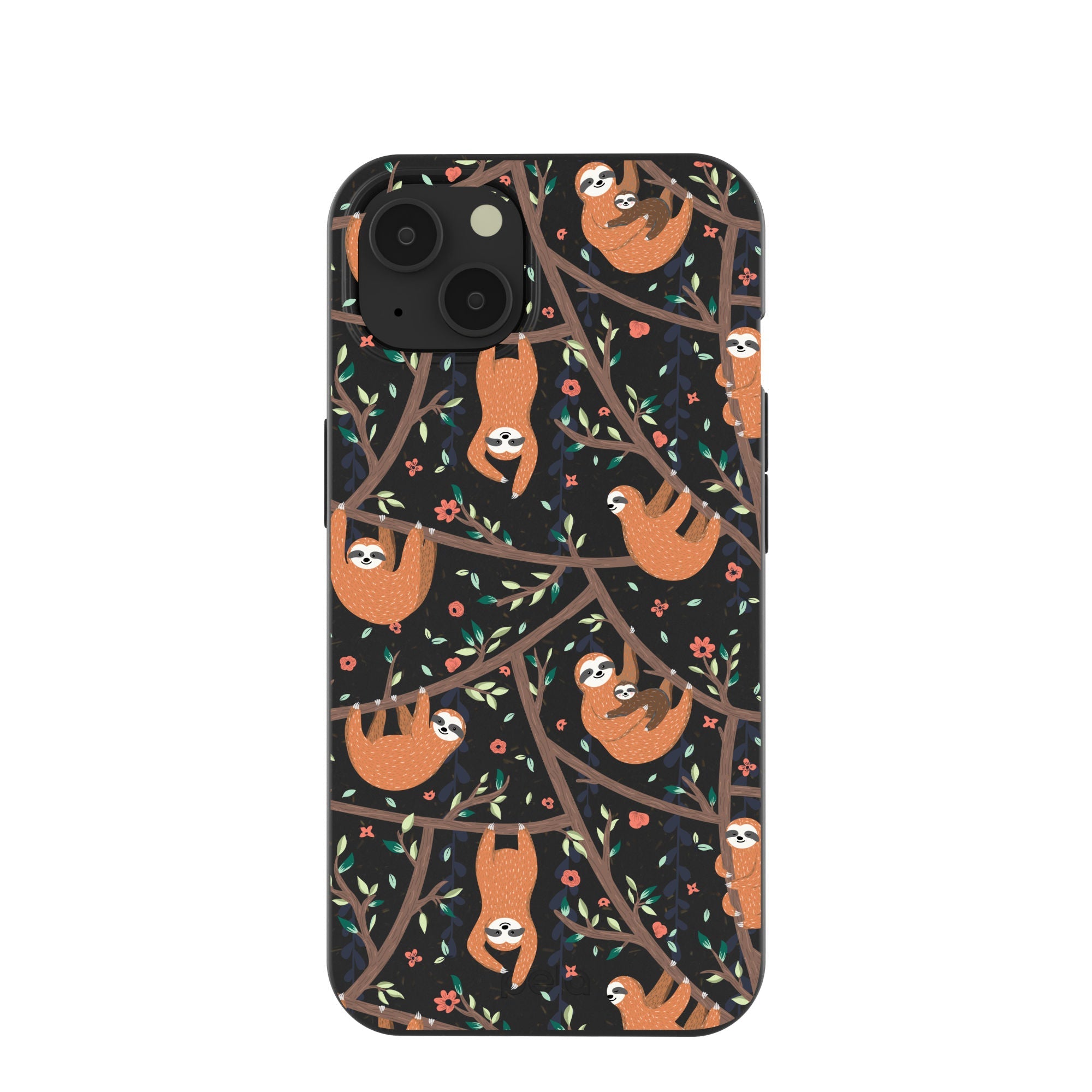 Black Jungle Sloths iPhone 13 Case Refurbished - Pela Case refurbished available on Cerqular